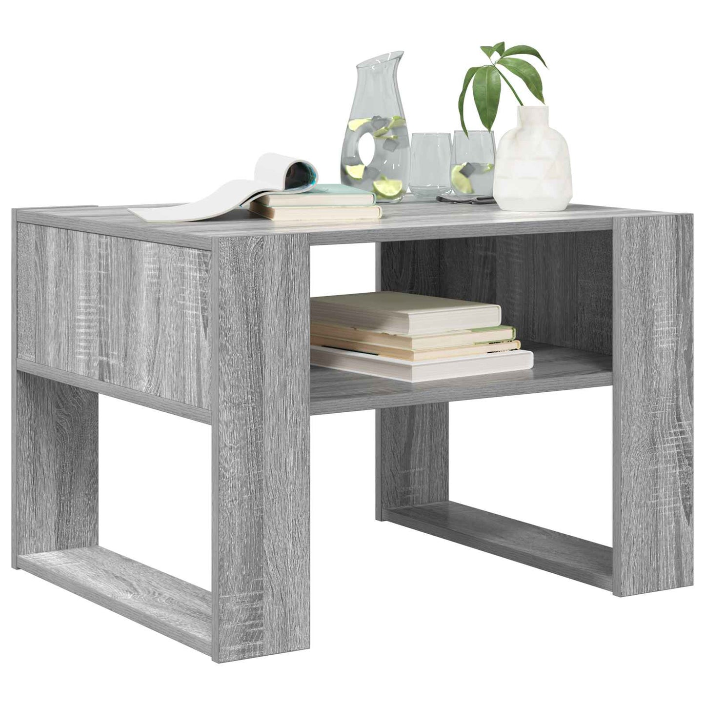 Salontafel met opslag Grijs Sonoma 66 x 53 x 45 cm Bewerkt hout is nu te koop bij PeponiXL, paradijselijk wonen!