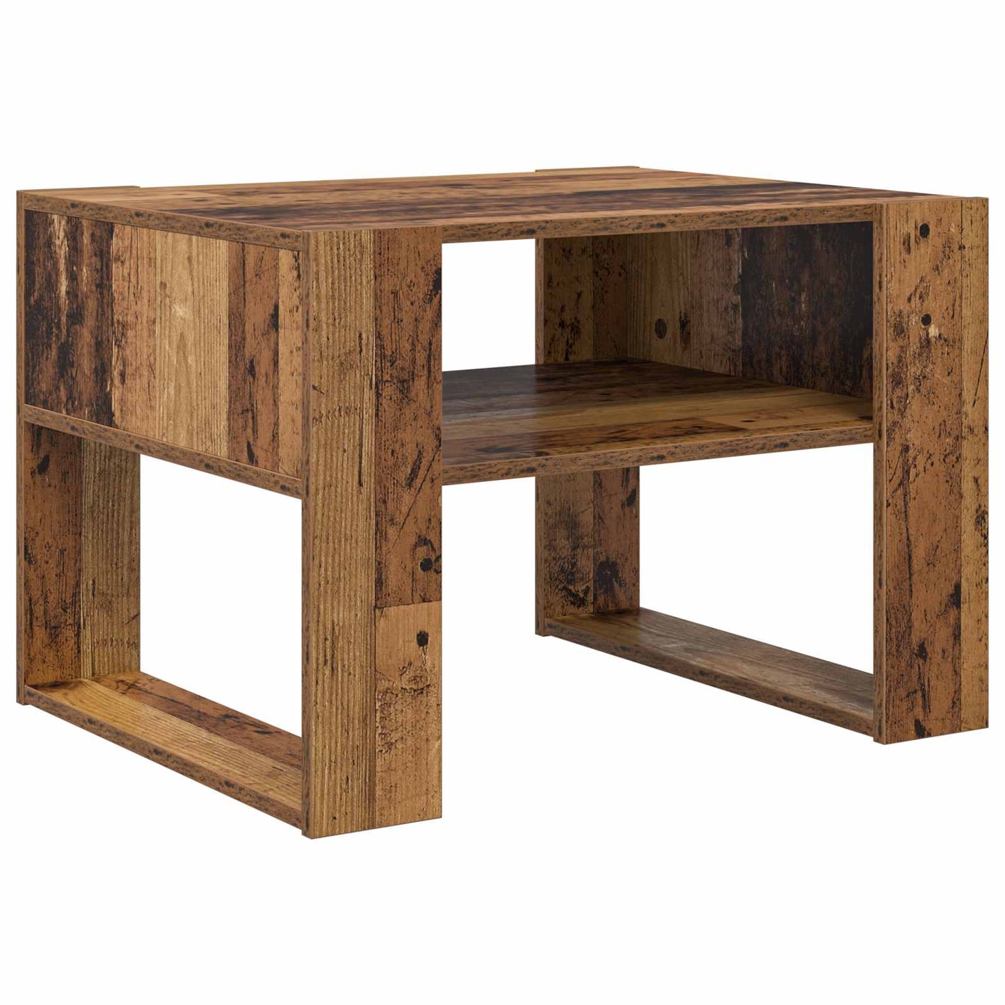 Salontafel met opslag Oudhout 66 x 53 x 45 cm Bewerkt hout is nu te koop bij PeponiXL, paradijselijk wonen!