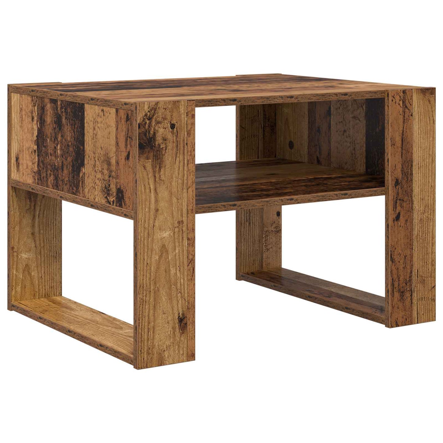 Salontafel met opslag Oudhout 66 x 53 x 45 cm Bewerkt hout is nu te koop bij PeponiXL, paradijselijk wonen!