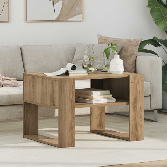 Salontafel Artisan Eiken 66 x 53 x 45 cm Bewerkt hout is nu te koop bij PeponiXL, paradijselijk wonen!