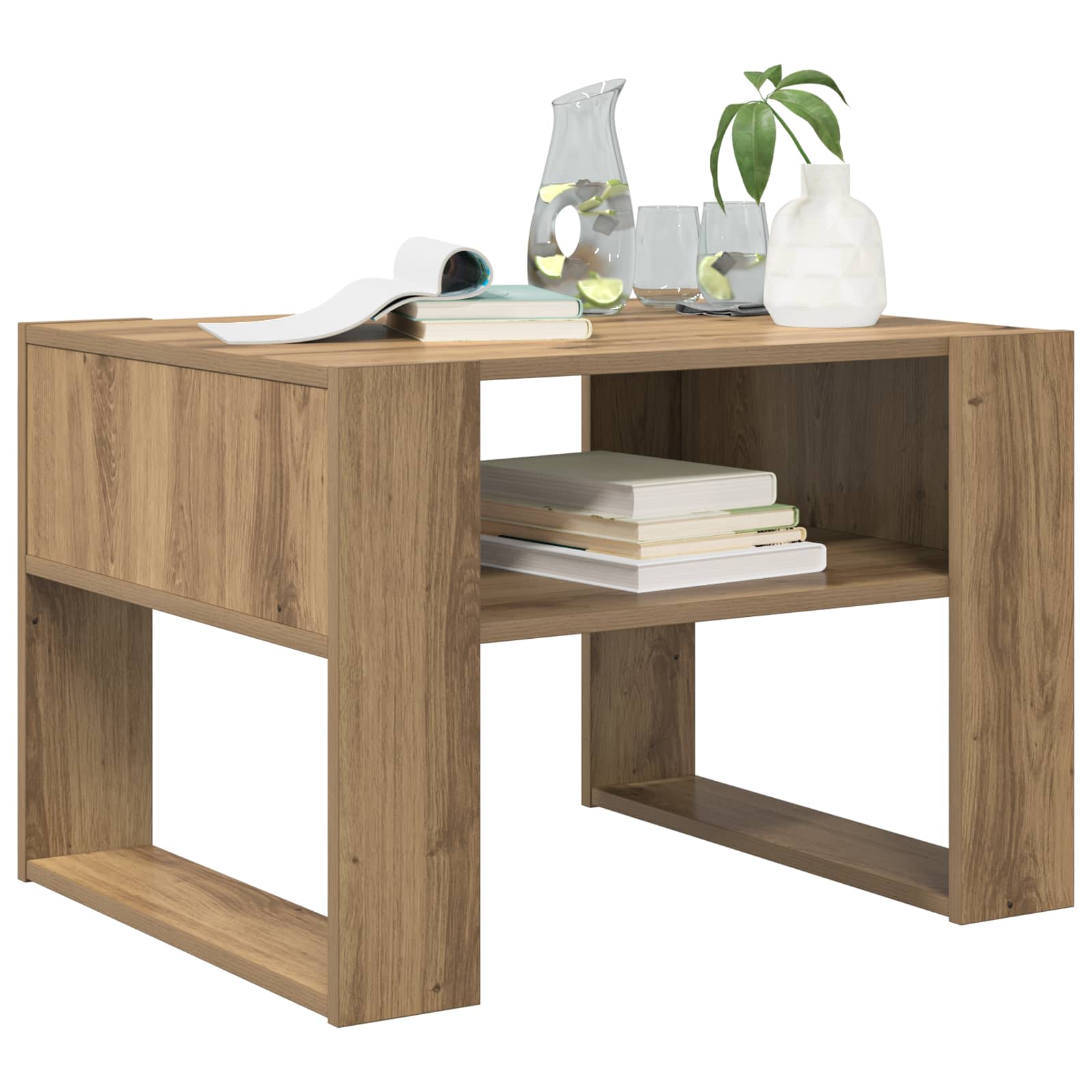 Salontafel Artisan Eiken 66 x 53 x 45 cm Bewerkt hout is nu te koop bij PeponiXL, paradijselijk wonen!