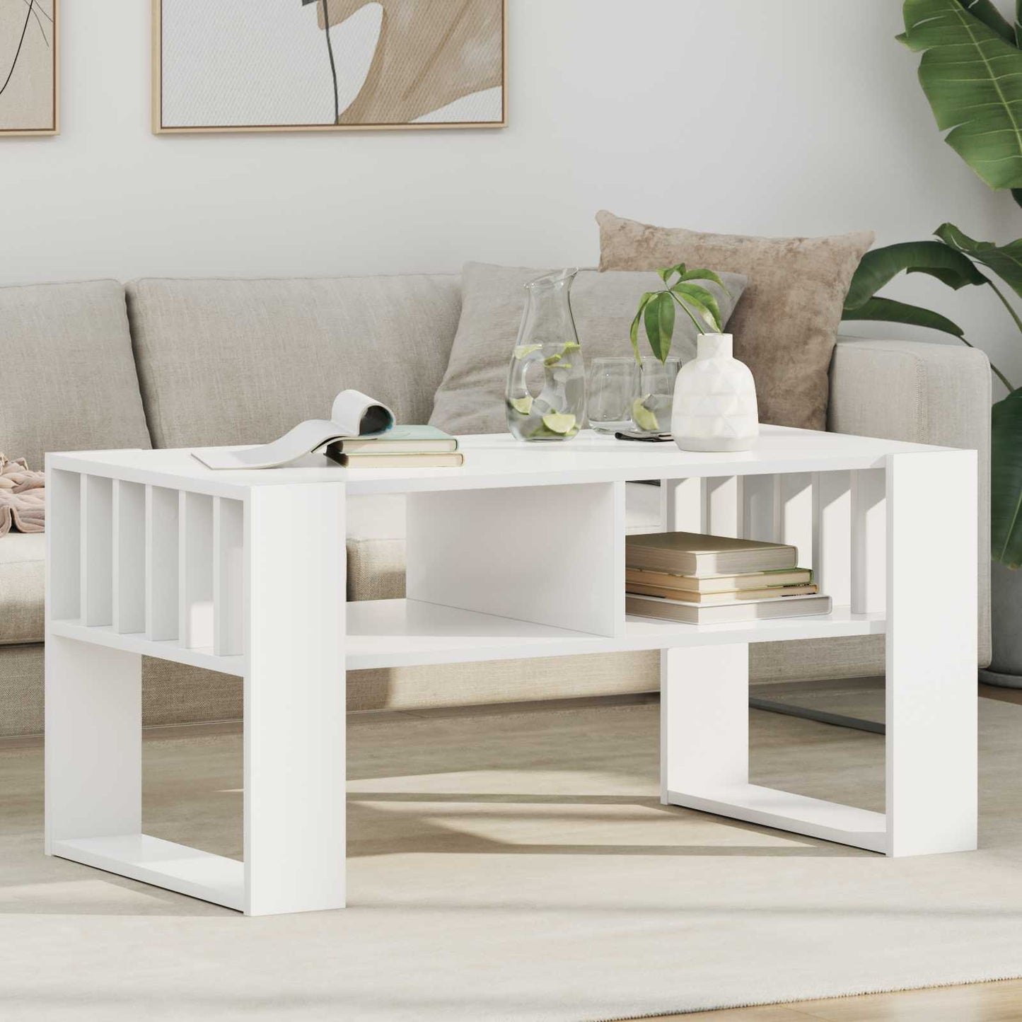 Salontafel Wit 92 x 49,5 x 45 cm Bewerkt hout is nu te koop bij PeponiXL, paradijselijk wonen!