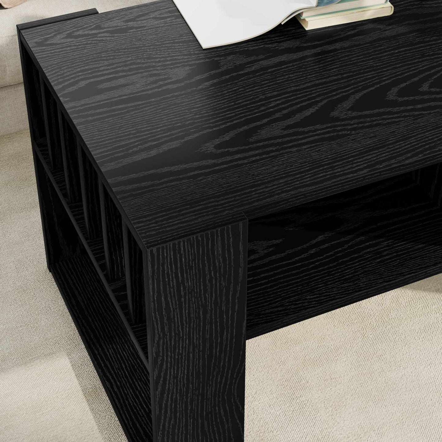 Salontafel Zwart Eiken 92 x 49,5 x 45 cm Bewerkt hout is nu te koop bij PeponiXL, paradijselijk wonen!