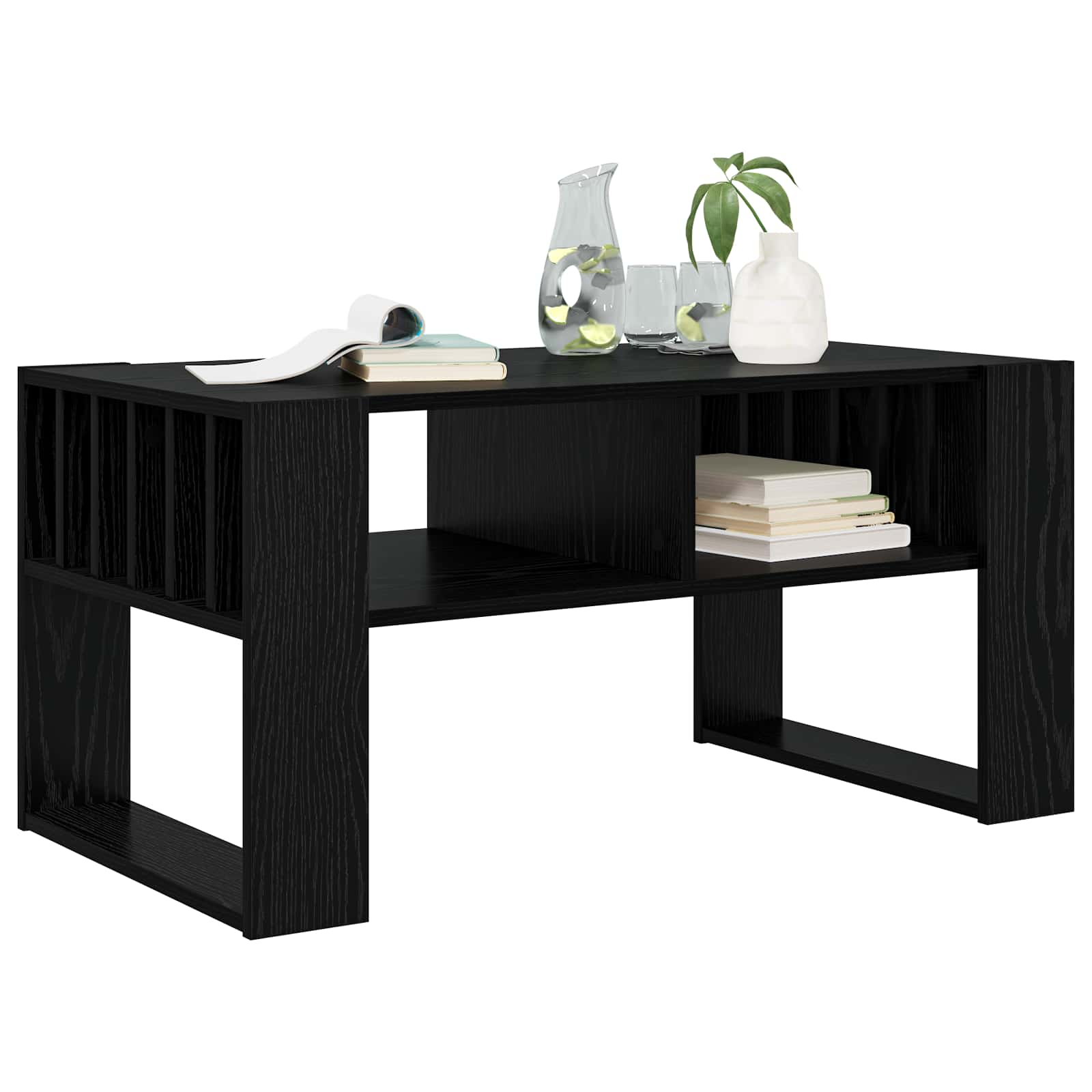 Salontafel Zwart Eiken 92 x 49,5 x 45 cm Bewerkt hout is nu te koop bij PeponiXL, paradijselijk wonen!