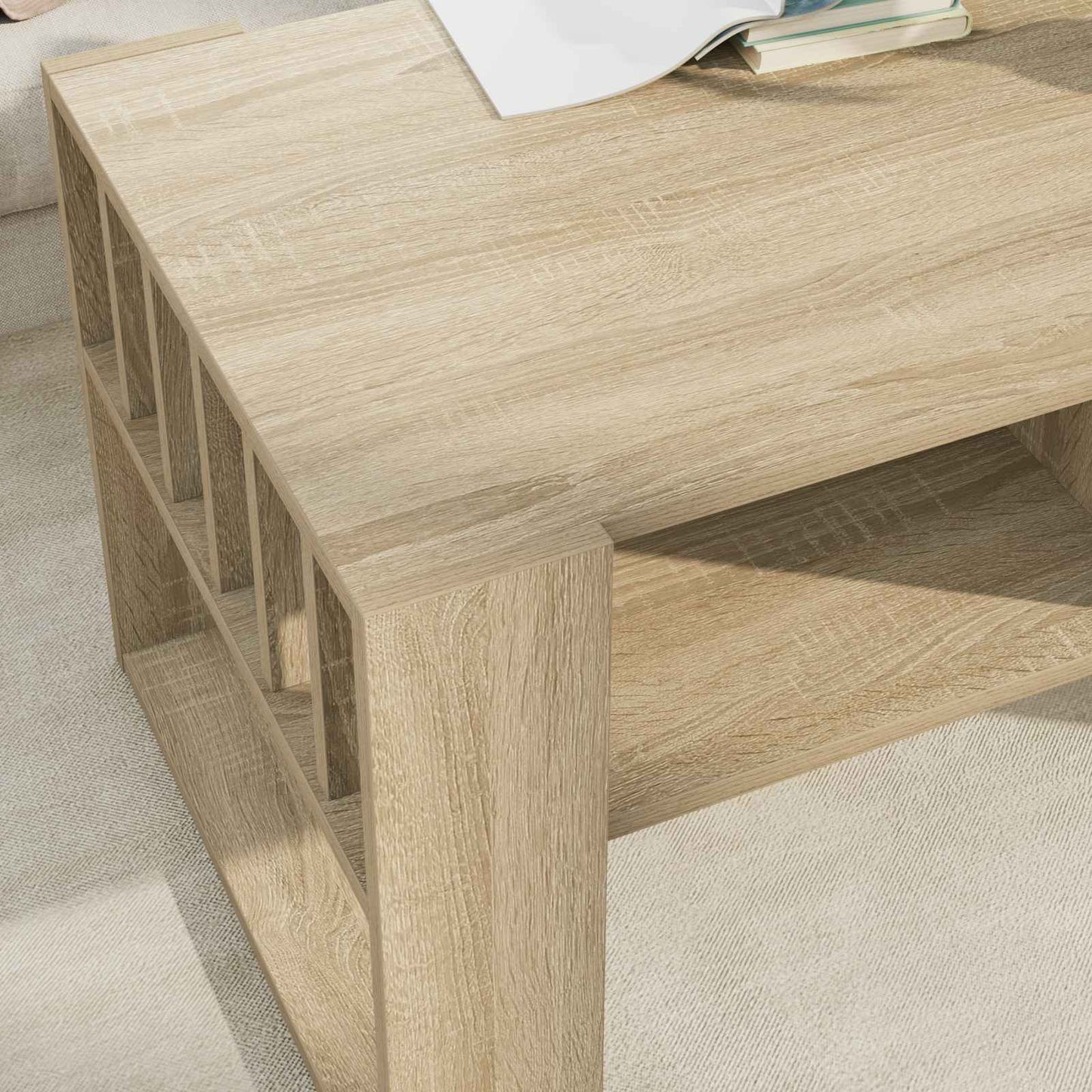 Salontafel Sonoma Eiken 92 x 49,5 x 45 cm Bewerkt hout is nu te koop bij PeponiXL, paradijselijk wonen!