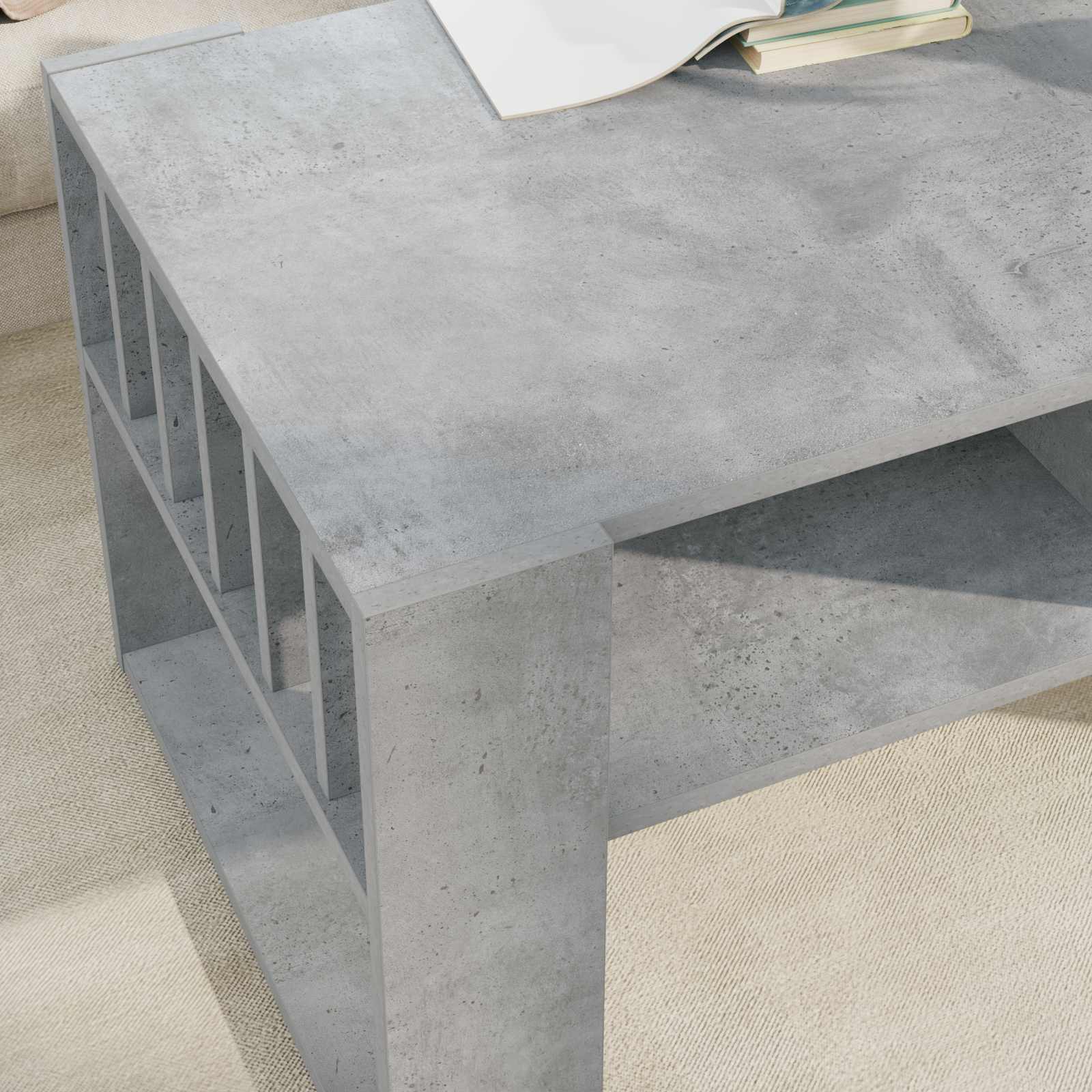 Salontafel Beton Grijs 92 x 49,5 x 45 cm Bewerkt hout is nu te koop bij PeponiXL, paradijselijk wonen!