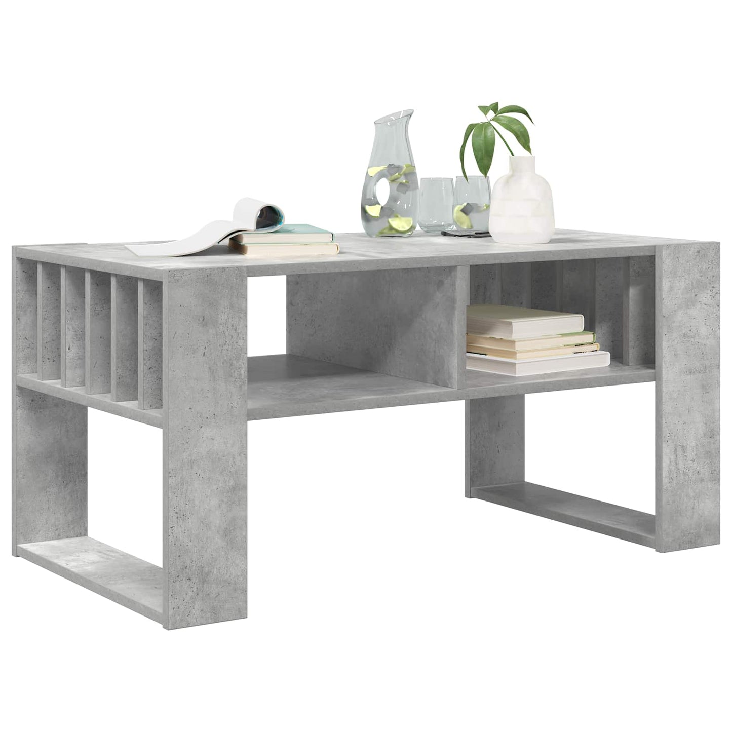 Salontafel Beton Grijs 92 x 49,5 x 45 cm Bewerkt hout is nu te koop bij PeponiXL, paradijselijk wonen!