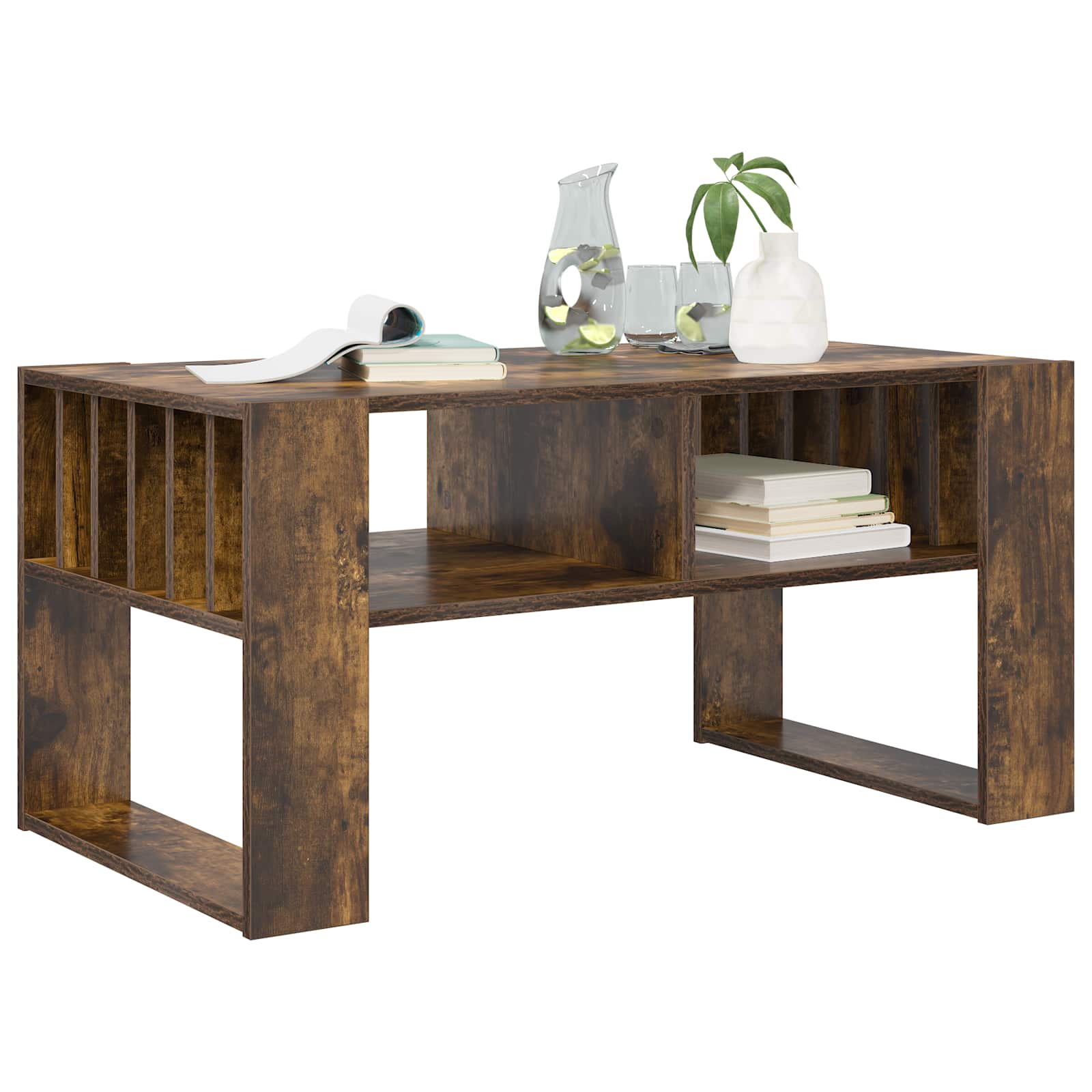 Salontafel Gerookt eiken 92 x 49,5 x 45 cm Bewerkt hout is nu te koop bij PeponiXL, paradijselijk wonen!