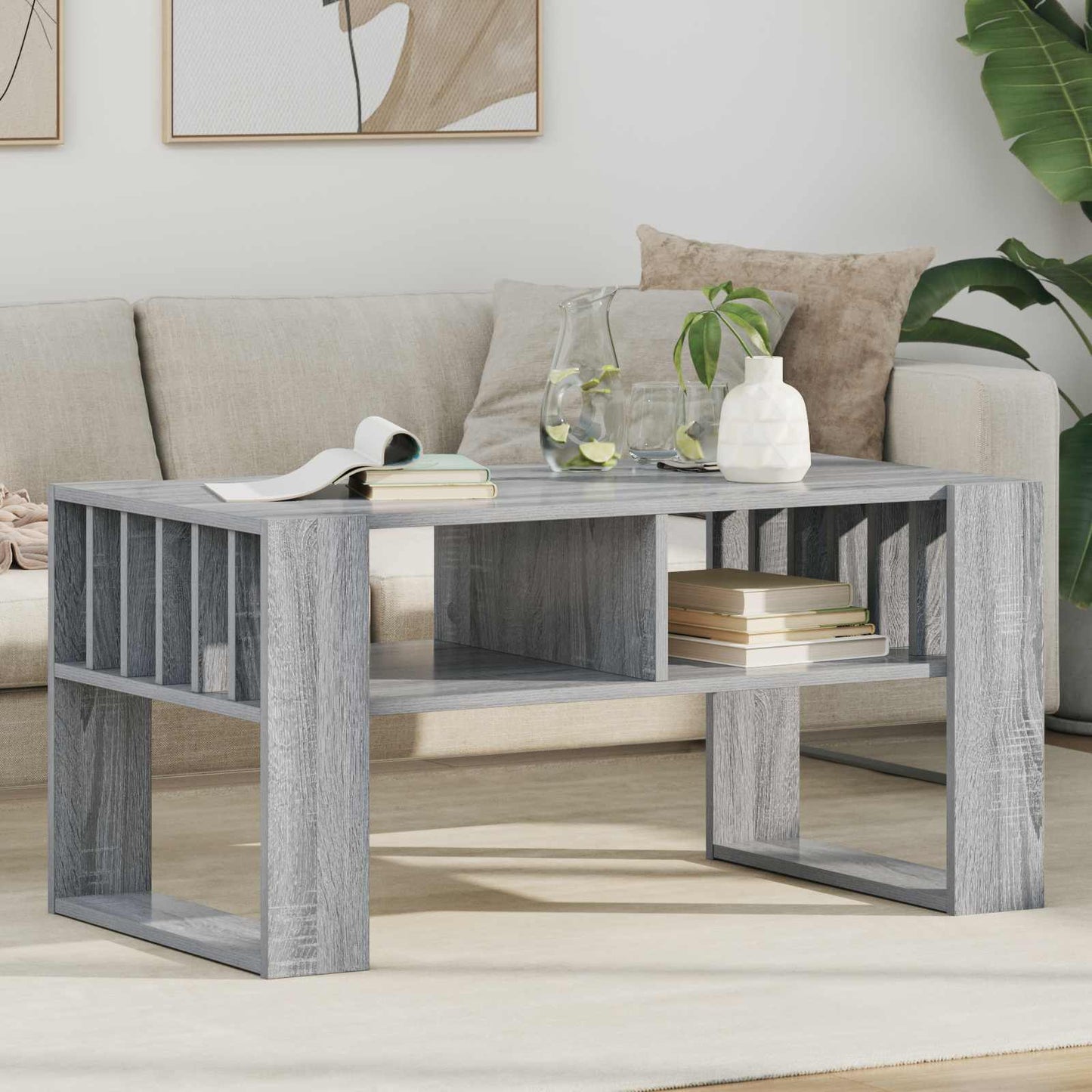 Salontafel Grijs Sonoma 92 x 49,5 x 45 cm Bewerkt hout is nu te koop bij PeponiXL, paradijselijk wonen!
