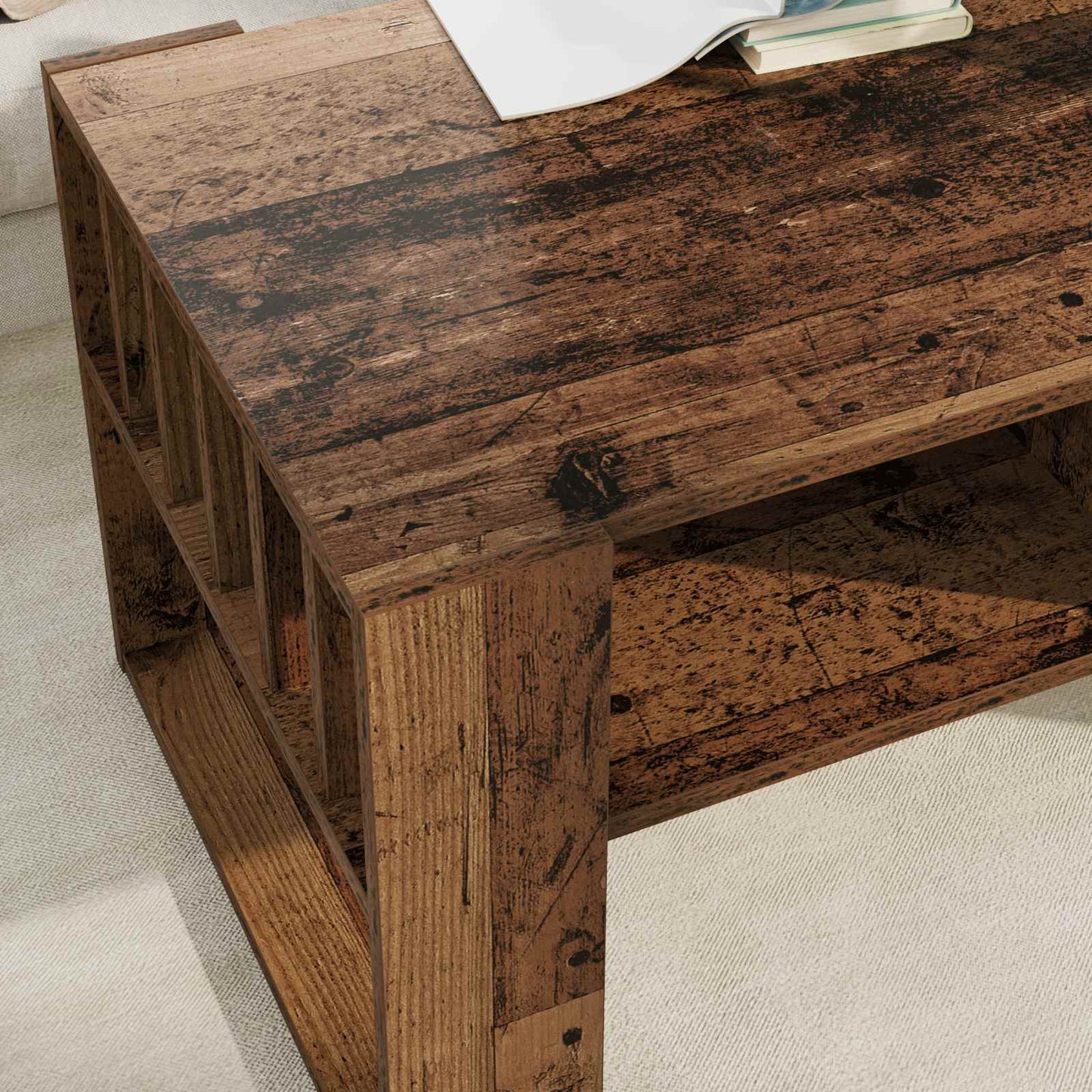 Salontafel Oudhout 92 x 49,5 x 45 cm Bewerkt hout is nu te koop bij PeponiXL, paradijselijk wonen!