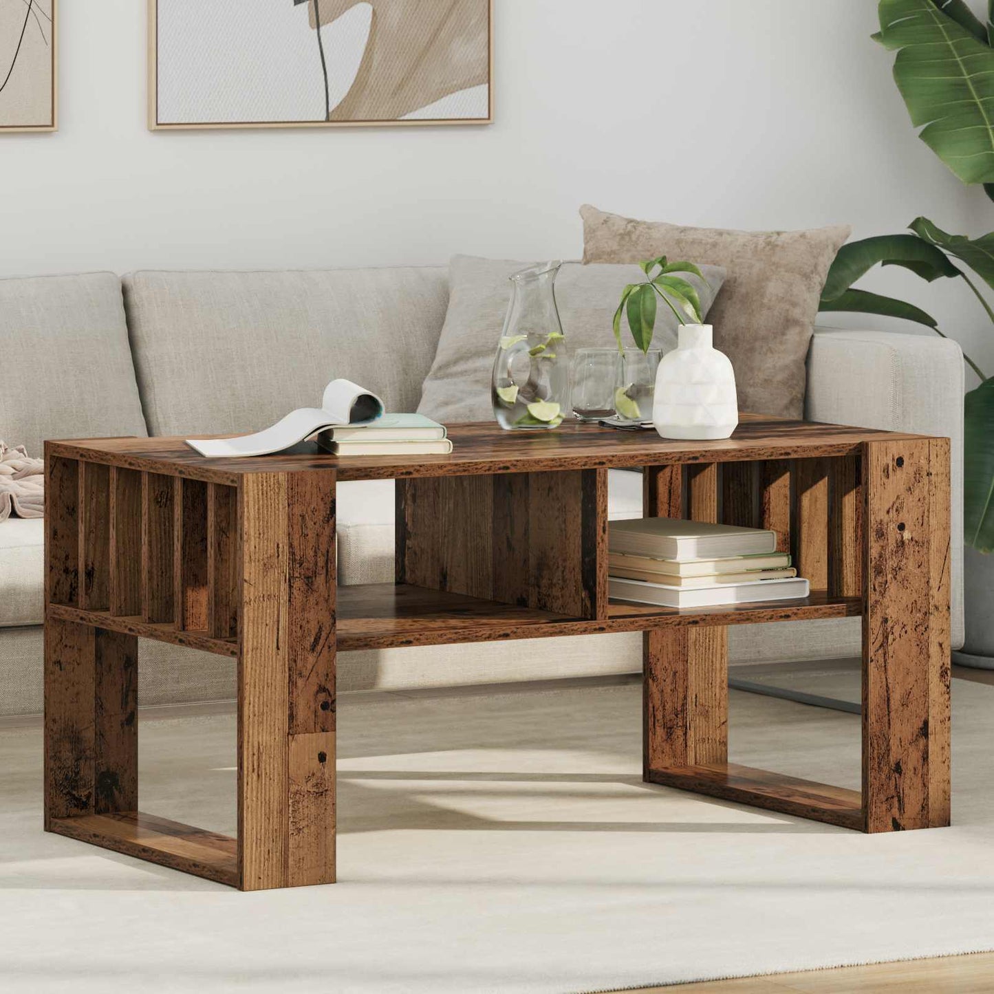 Salontafel Oudhout 92 x 49,5 x 45 cm Bewerkt hout is nu te koop bij PeponiXL, paradijselijk wonen!