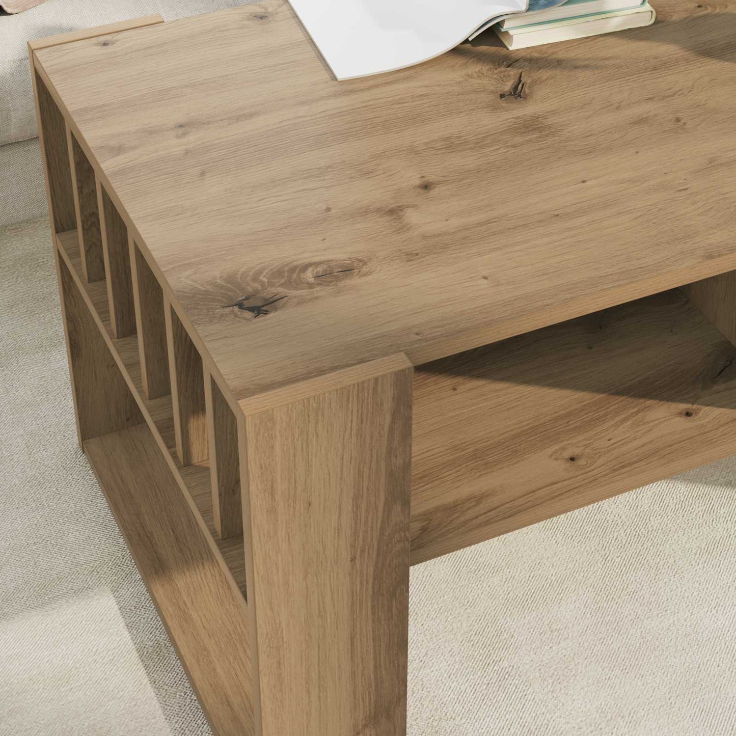 Salontafel Artisan Eiken 92 x 49,5 x 45 cm Bewerkt hout is nu te koop bij PeponiXL, paradijselijk wonen!