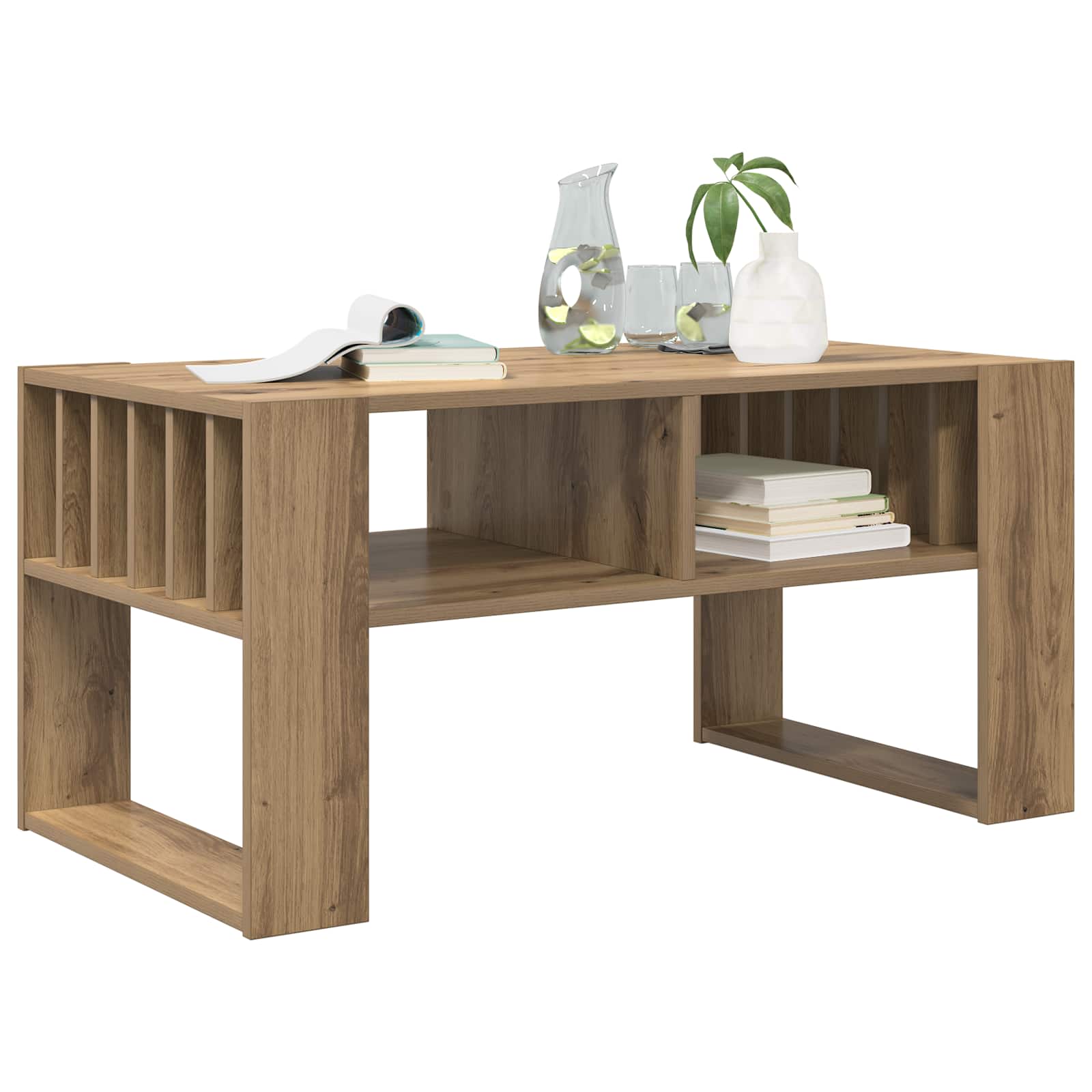 Salontafel Artisan Eiken 92 x 49,5 x 45 cm Bewerkt hout is nu te koop bij PeponiXL, paradijselijk wonen!