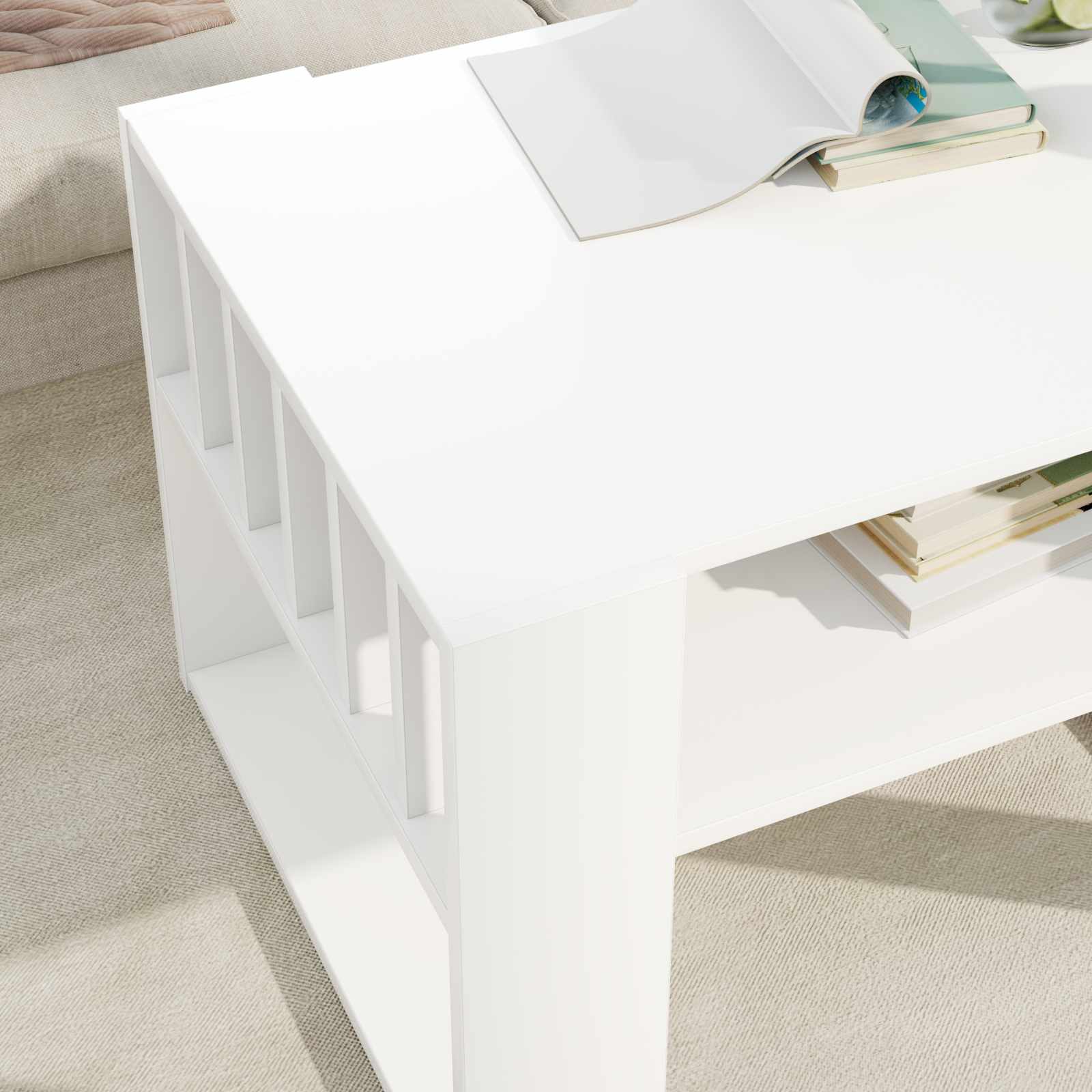 Salontafel Wit 66 x 49,5 x 45 cm Bewerkt hout is nu te koop bij PeponiXL, paradijselijk wonen!