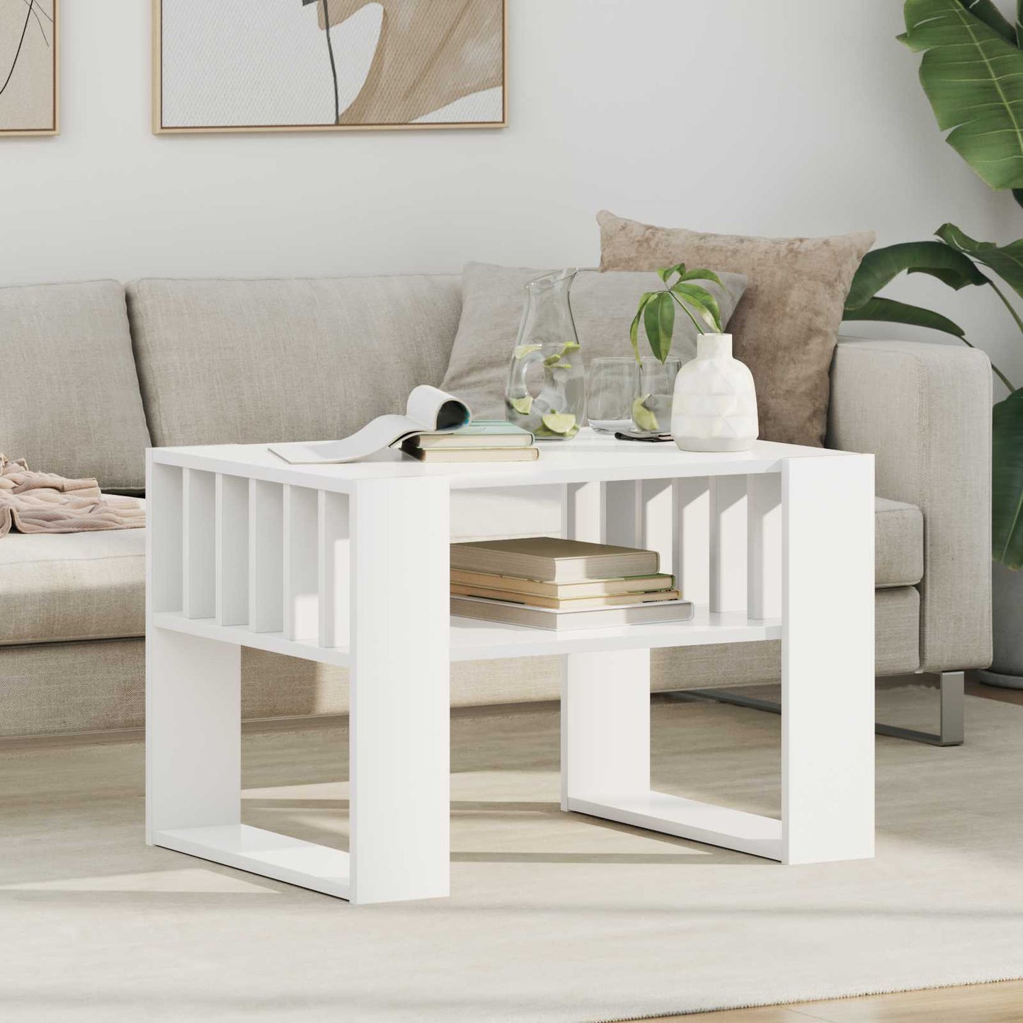 Salontafel Wit 66 x 49,5 x 45 cm Bewerkt hout is nu te koop bij PeponiXL, paradijselijk wonen!