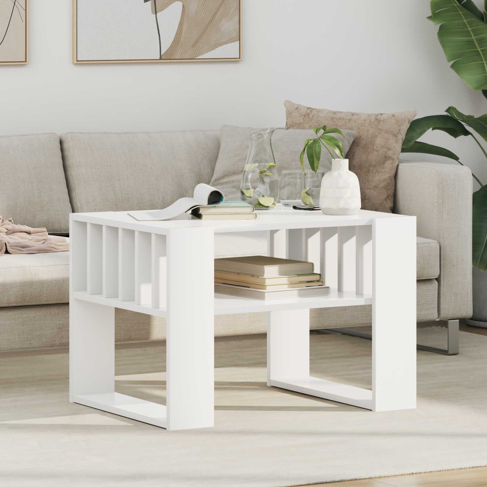 Salontafel Wit 66 x 49,5 x 45 cm Bewerkt hout is nu te koop bij PeponiXL, paradijselijk wonen!