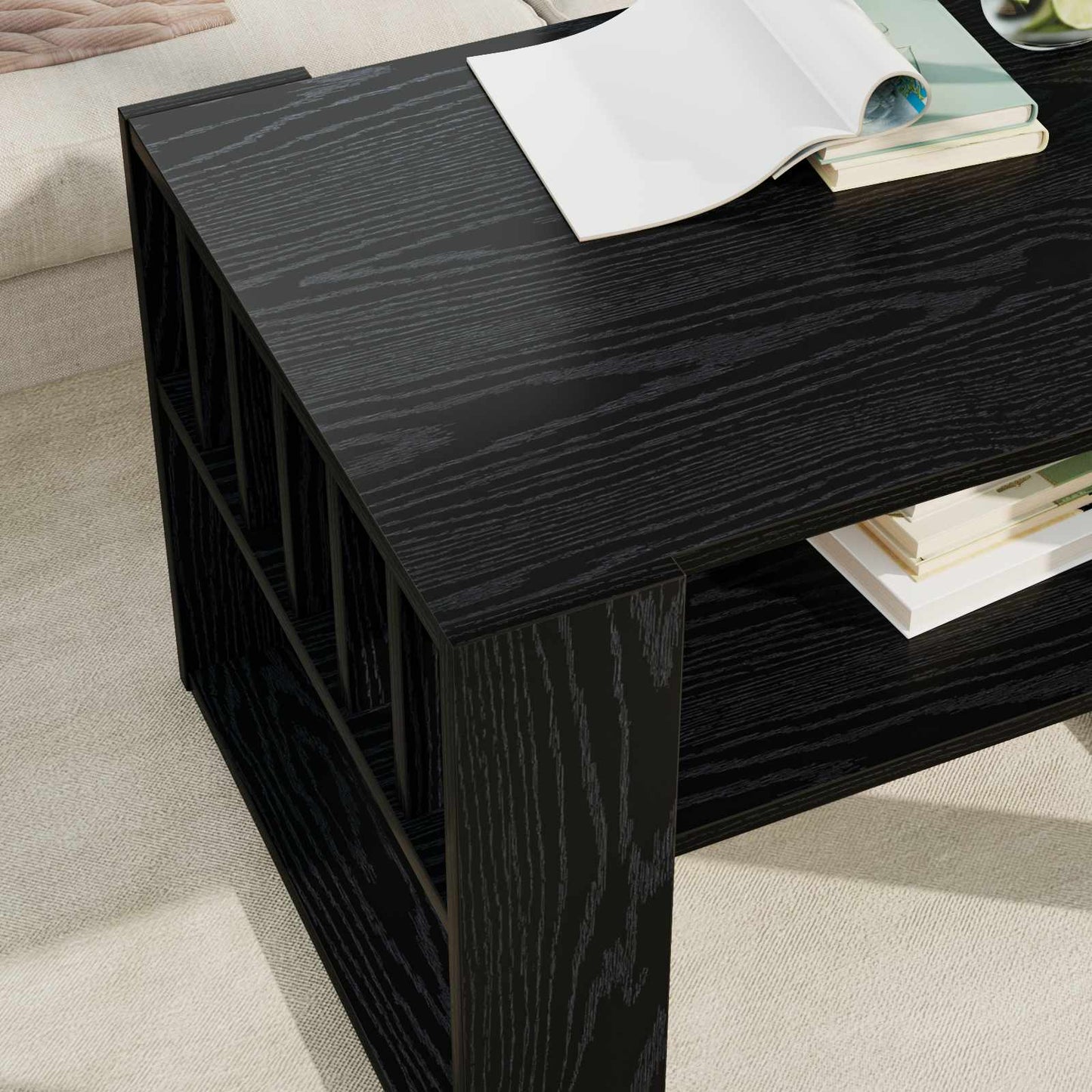 Salontafel Zwart Eiken 66 x 49,5 x 45 cm Bewerkt hout is nu te koop bij PeponiXL, paradijselijk wonen!