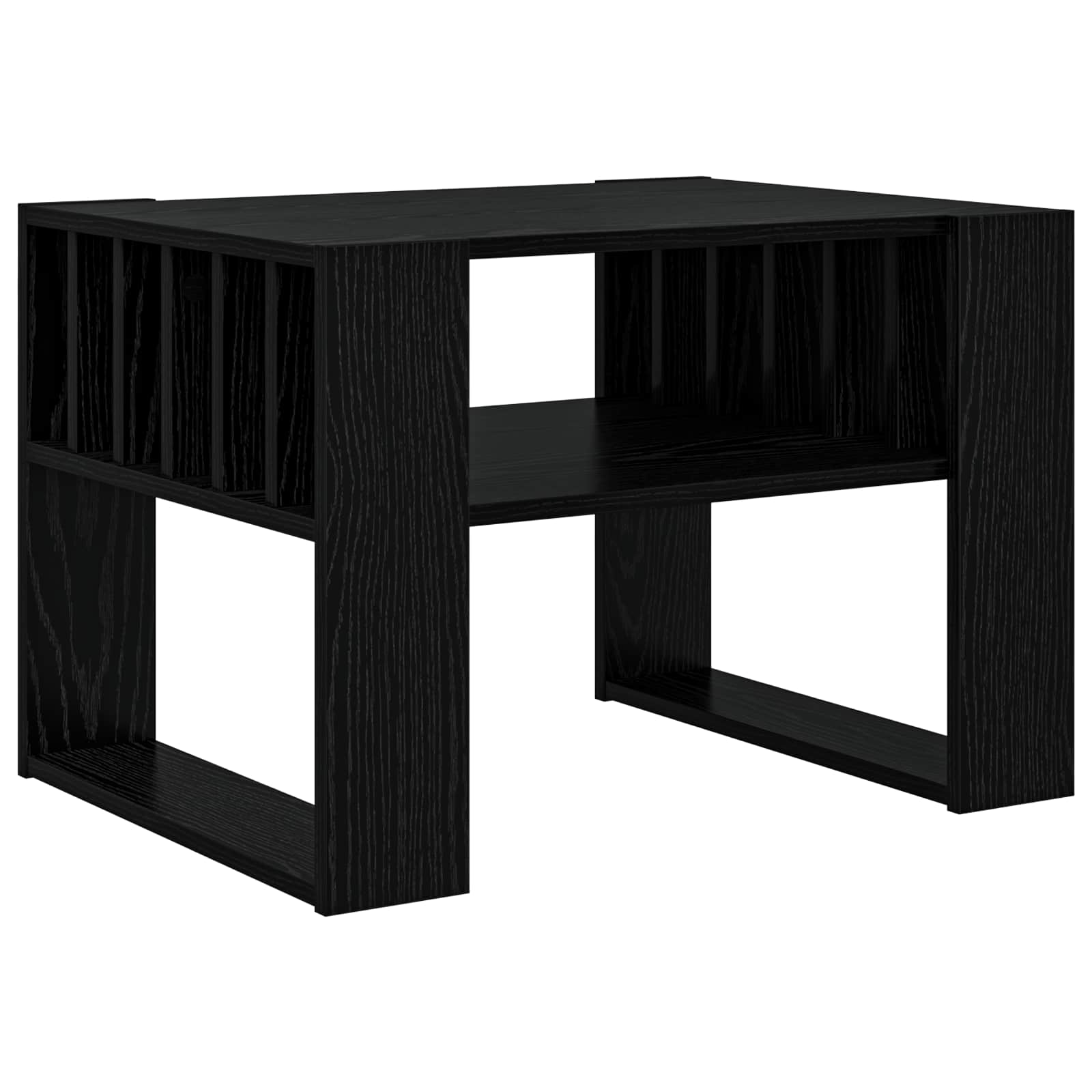Salontafel Zwart Eiken 66 x 49,5 x 45 cm Bewerkt hout is nu te koop bij PeponiXL, paradijselijk wonen!