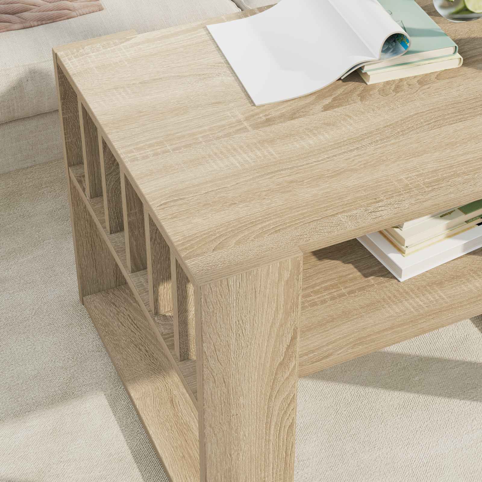 Salontafel Sonoma Eiken 66 x 49,5 x 45 cm Bewerkt hout is nu te koop bij PeponiXL, paradijselijk wonen!