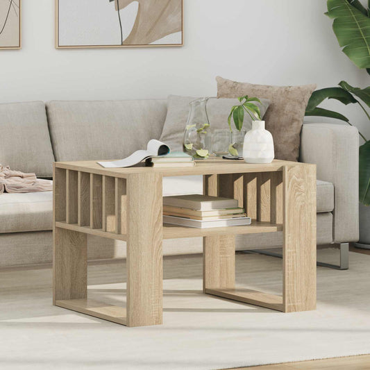 Salontafel Sonoma Eiken 66 x 49,5 x 45 cm Bewerkt hout is nu te koop bij PeponiXL, paradijselijk wonen!