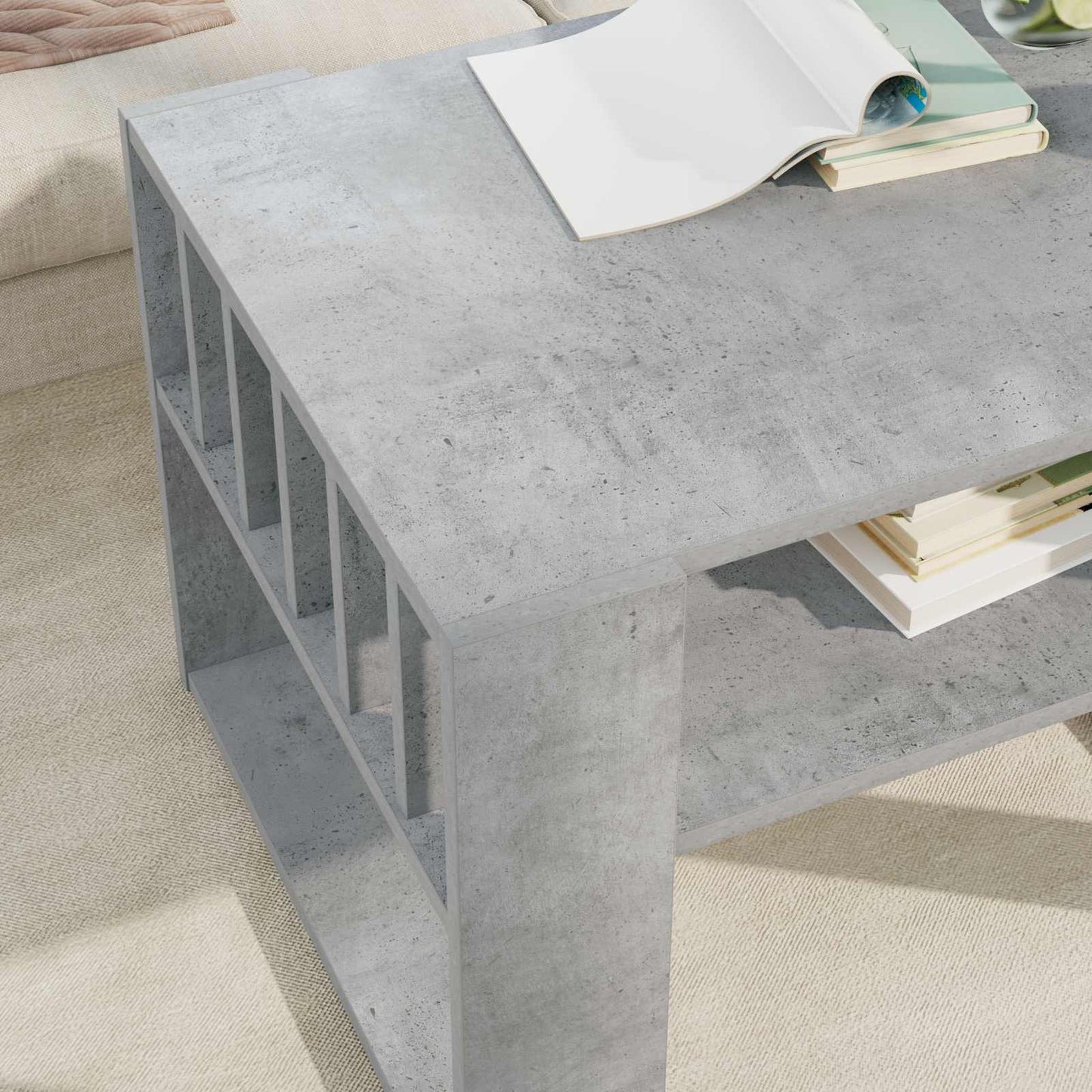 Salontafel Beton Grijs 66 x 49,5 x 45 cm Bewerkt hout is nu te koop bij PeponiXL, paradijselijk wonen!