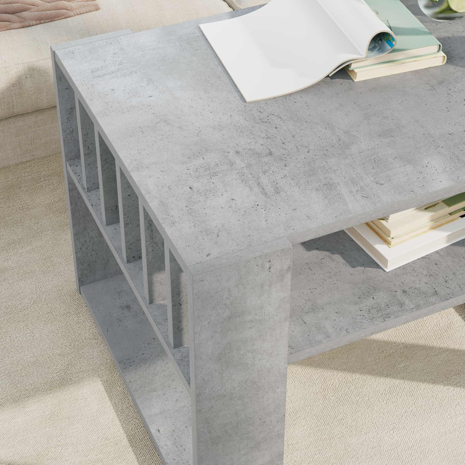 Salontafel Beton Grijs 66 x 49,5 x 45 cm Bewerkt hout is nu te koop bij PeponiXL, paradijselijk wonen!