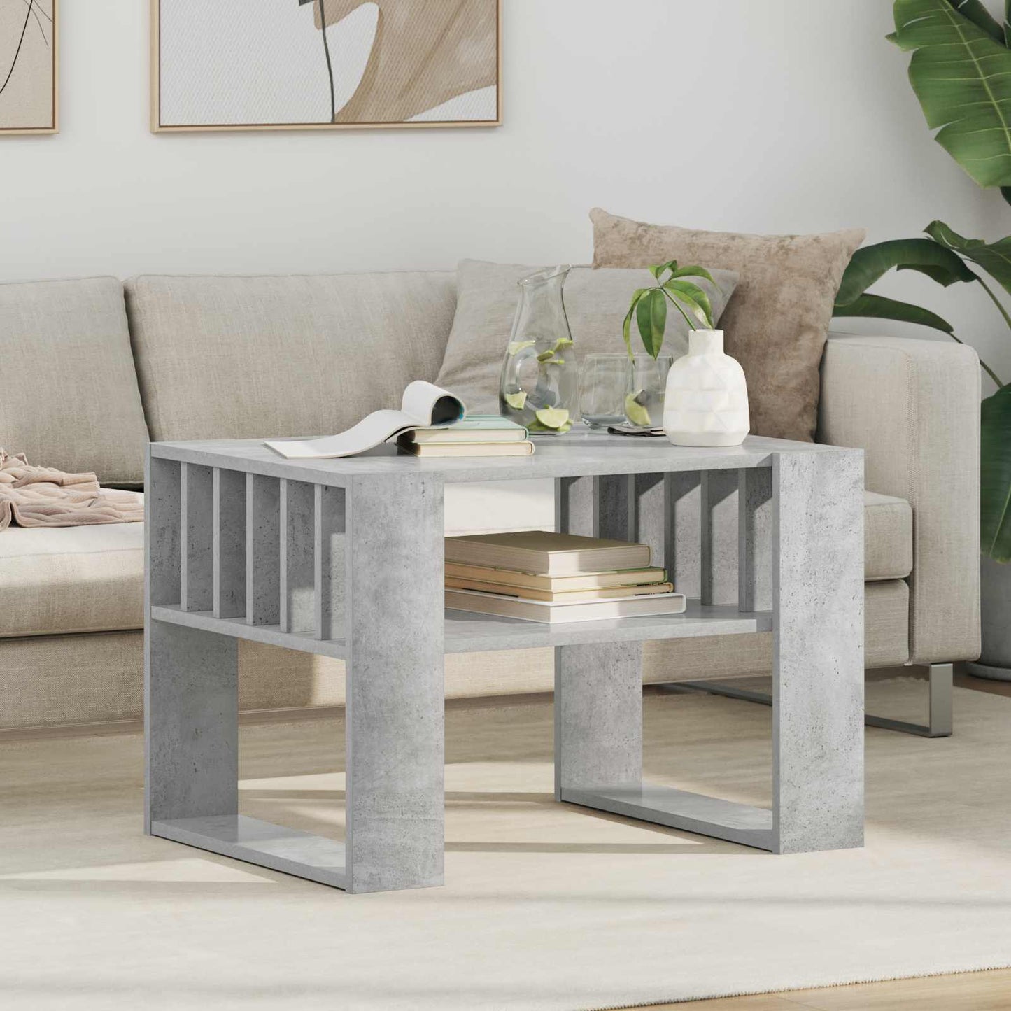 Salontafel Beton Grijs 66 x 49,5 x 45 cm Bewerkt hout is nu te koop bij PeponiXL, paradijselijk wonen!