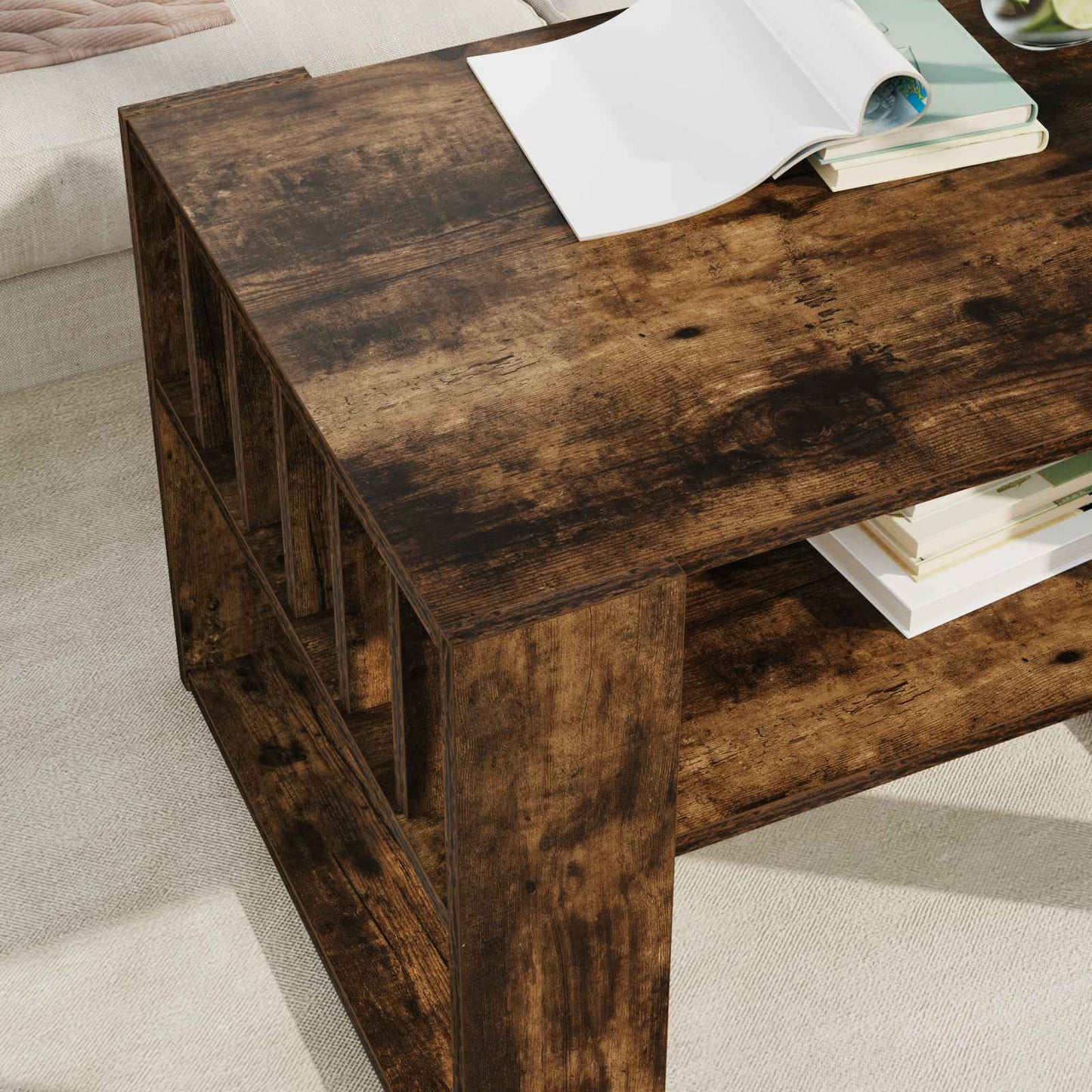 Salontafel Gerookt eiken 66 x 49,5 x 45 cm Bewerkt hout is nu te koop bij PeponiXL, paradijselijk wonen!