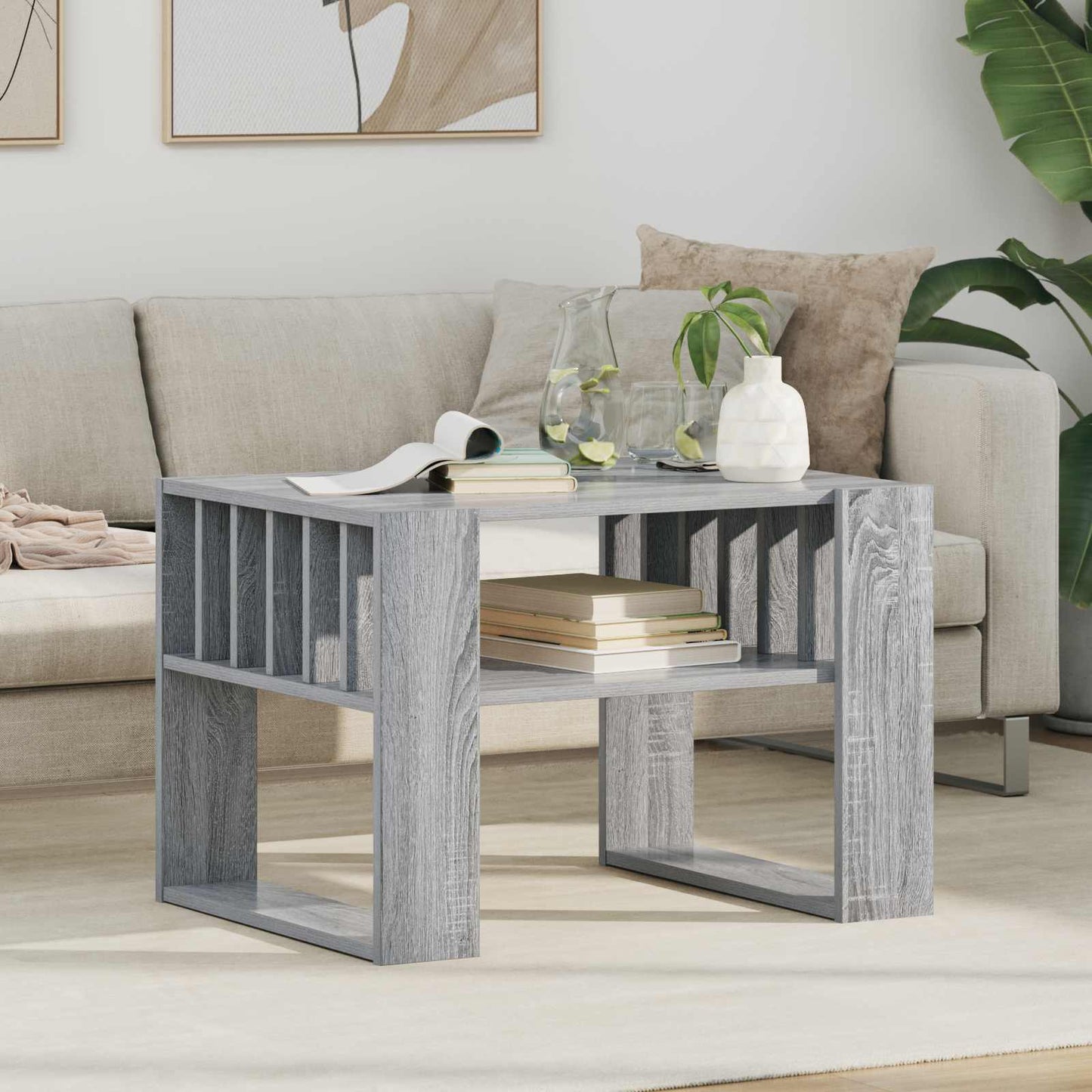 Salontafel Grijs Sonoma 66 x 49,5 x 45 cm Bewerkt hout is nu te koop bij PeponiXL, paradijselijk wonen!