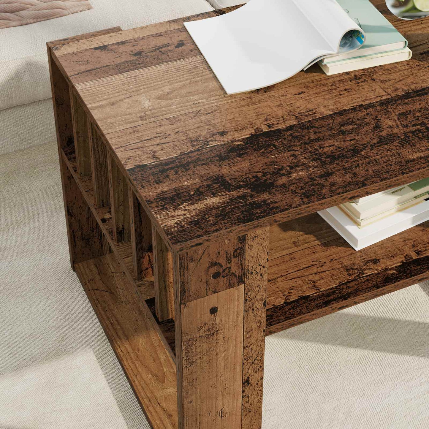 Salontafel Oudhout 66 x 49,5 x 45 cm Bewerkt hout is nu te koop bij PeponiXL, paradijselijk wonen!