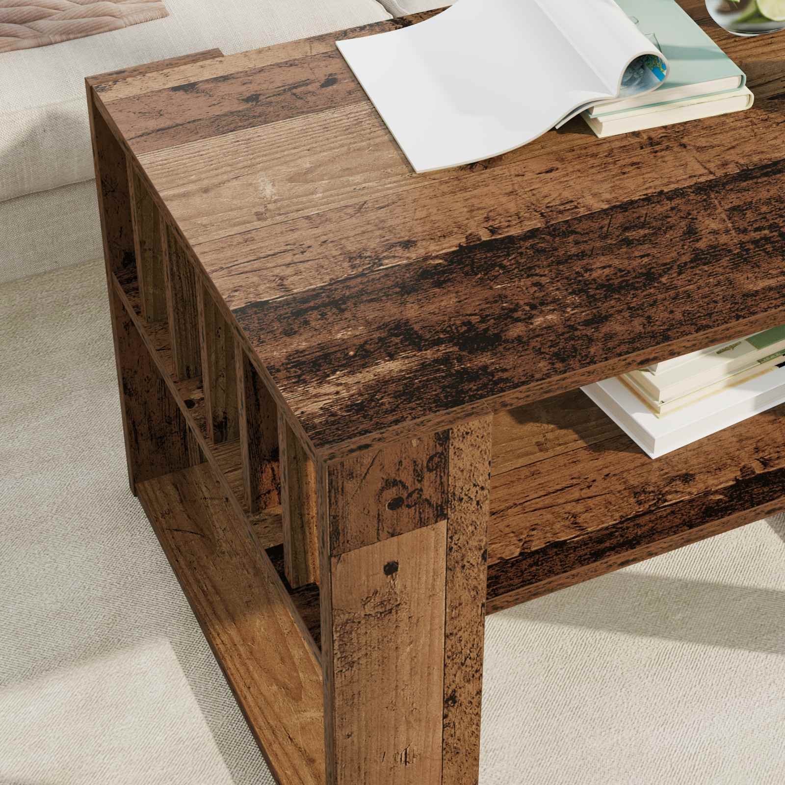 Salontafel Oudhout 66 x 49,5 x 45 cm Bewerkt hout is nu te koop bij PeponiXL, paradijselijk wonen!