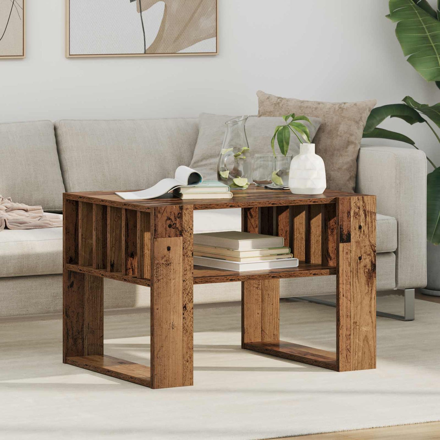 Salontafel Oudhout 66 x 49,5 x 45 cm Bewerkt hout is nu te koop bij PeponiXL, paradijselijk wonen!