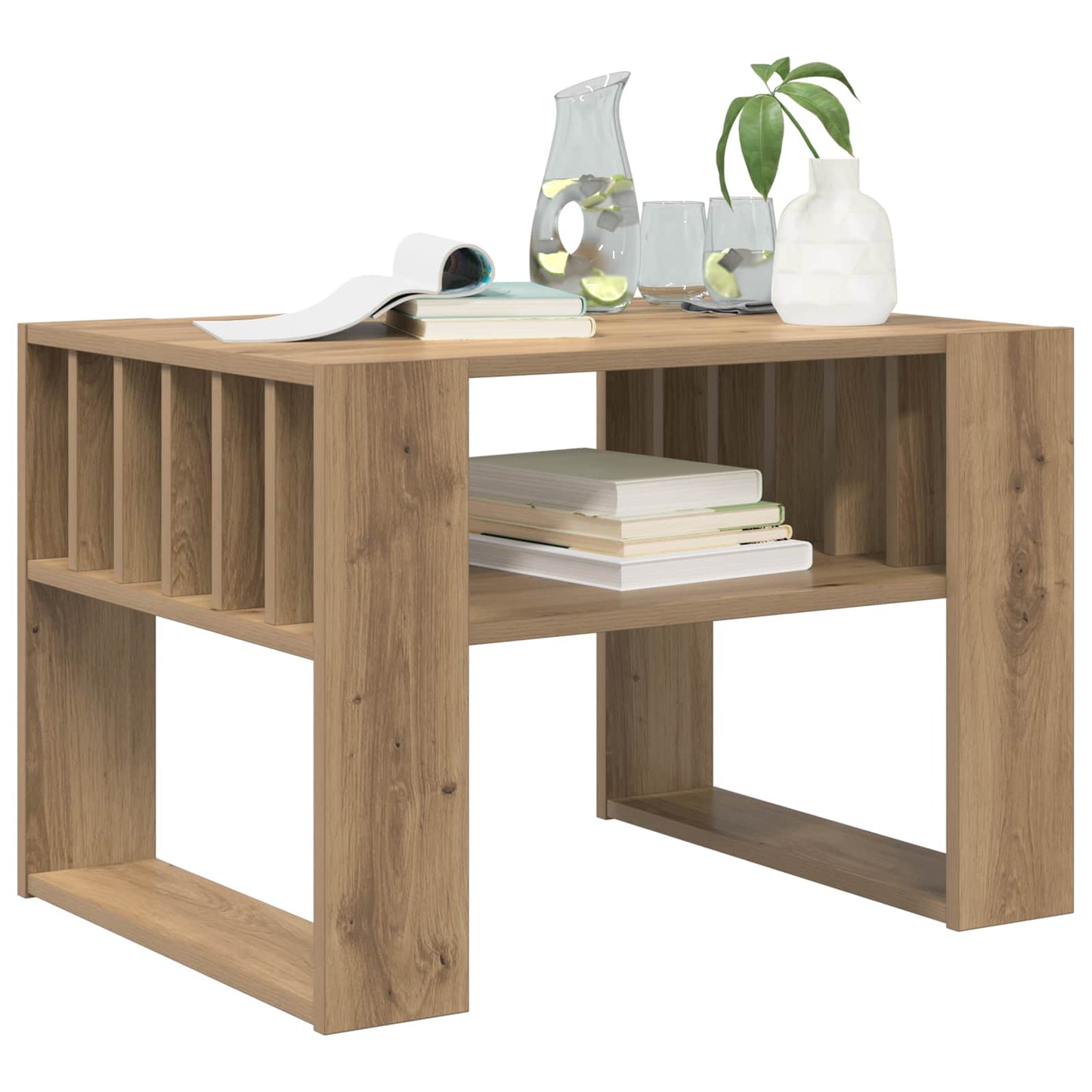 Salontafel Artisan Eiken 66 x 49,5 x 45 cm Bewerkt hout is nu te koop bij PeponiXL, paradijselijk wonen!