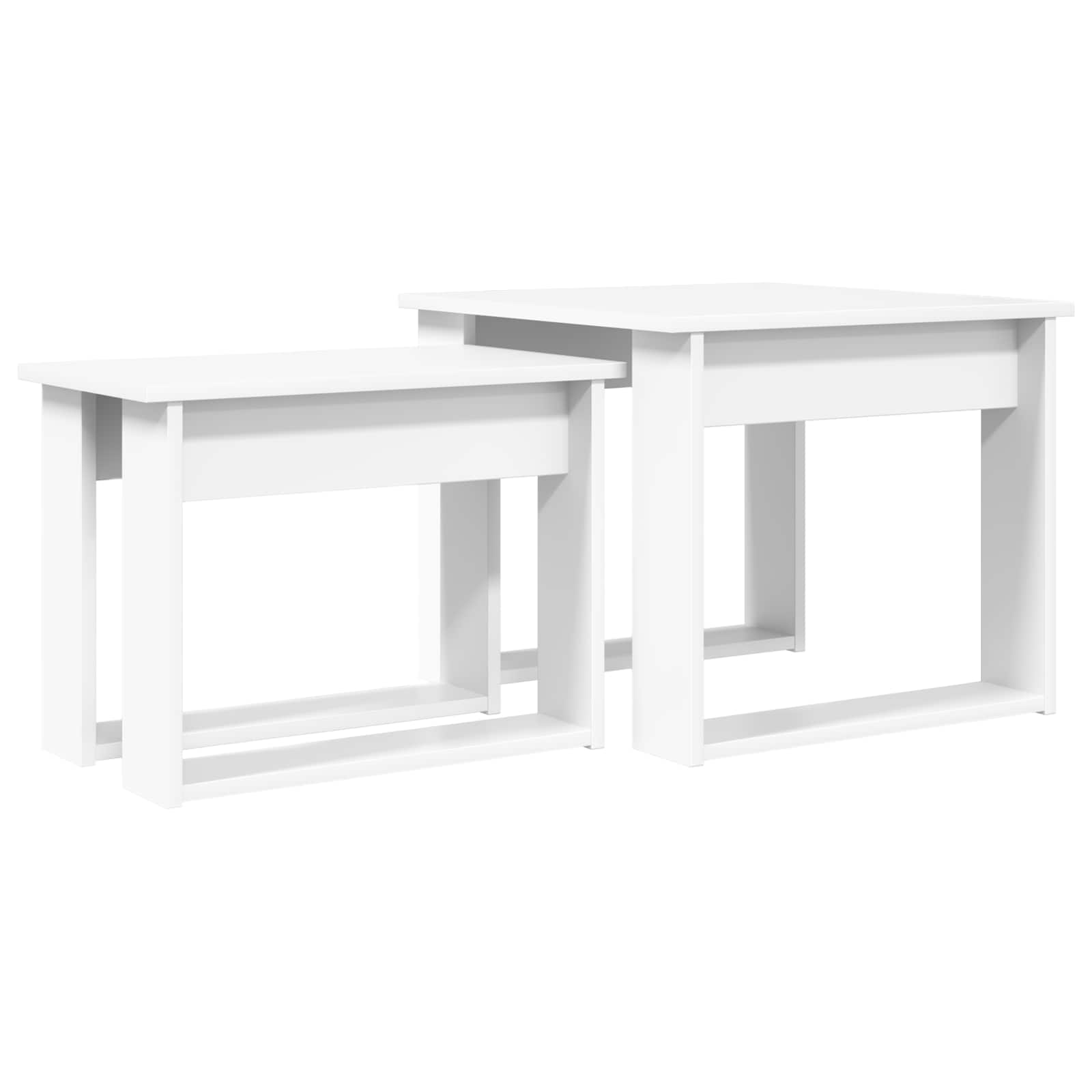 Koffietafel Set 2 pcs Wit Bewerkt hout is nu te koop bij PeponiXL, paradijselijk wonen!