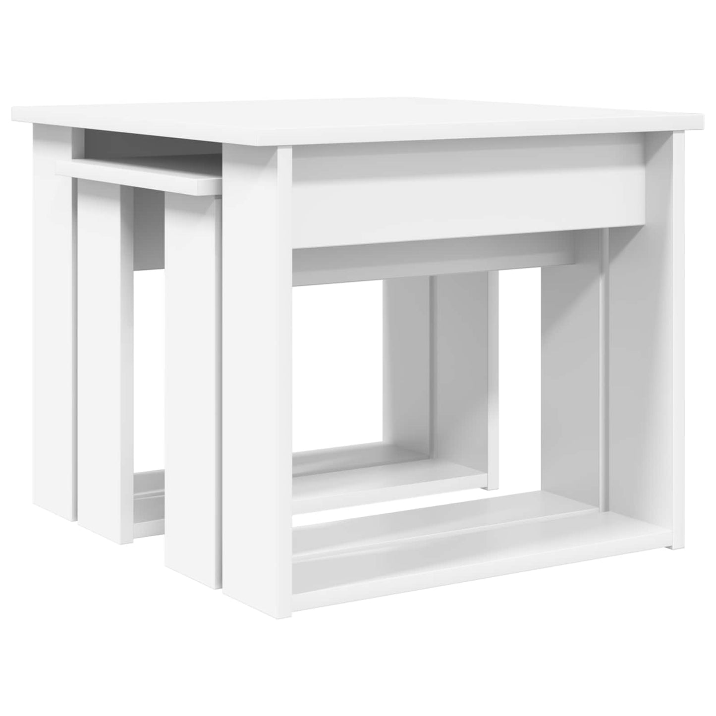 Koffietafel Set 2 pcs Wit Bewerkt hout is nu te koop bij PeponiXL, paradijselijk wonen!