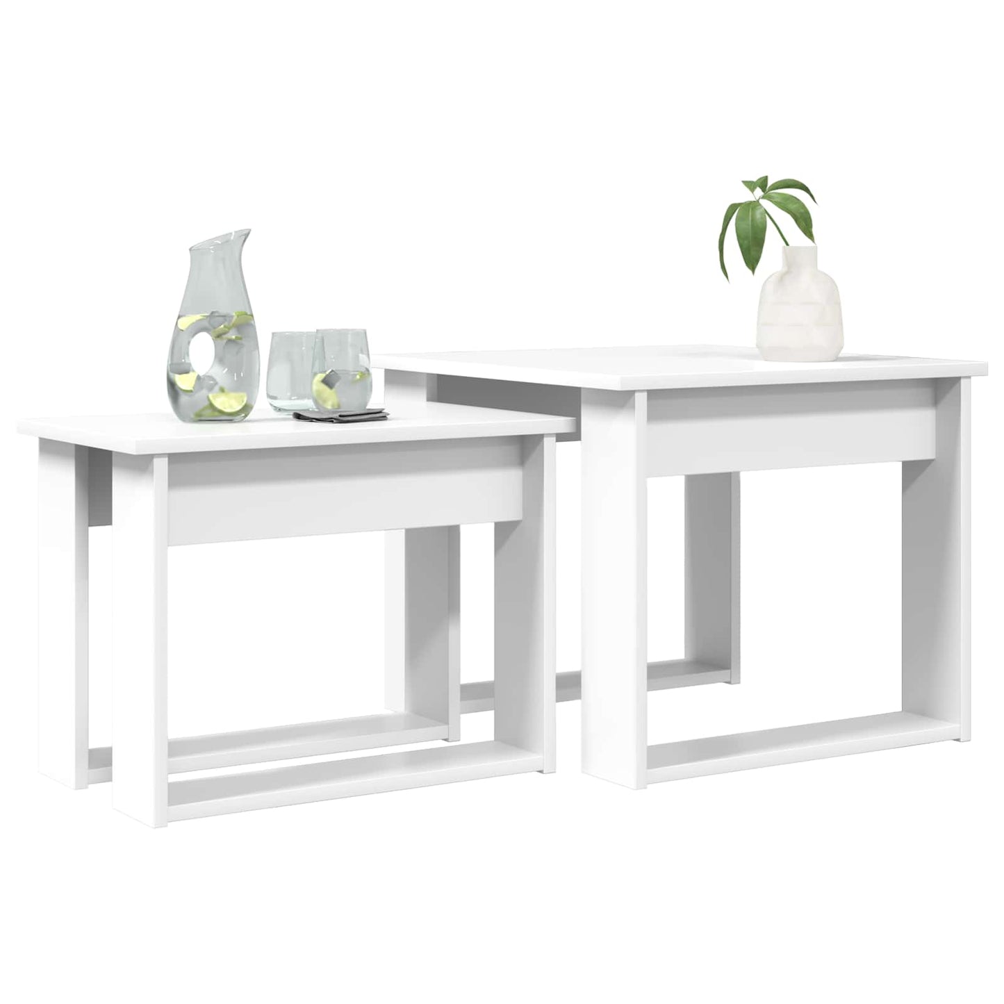 Koffietafel Set 2 pcs Wit Bewerkt hout is nu te koop bij PeponiXL, paradijselijk wonen!