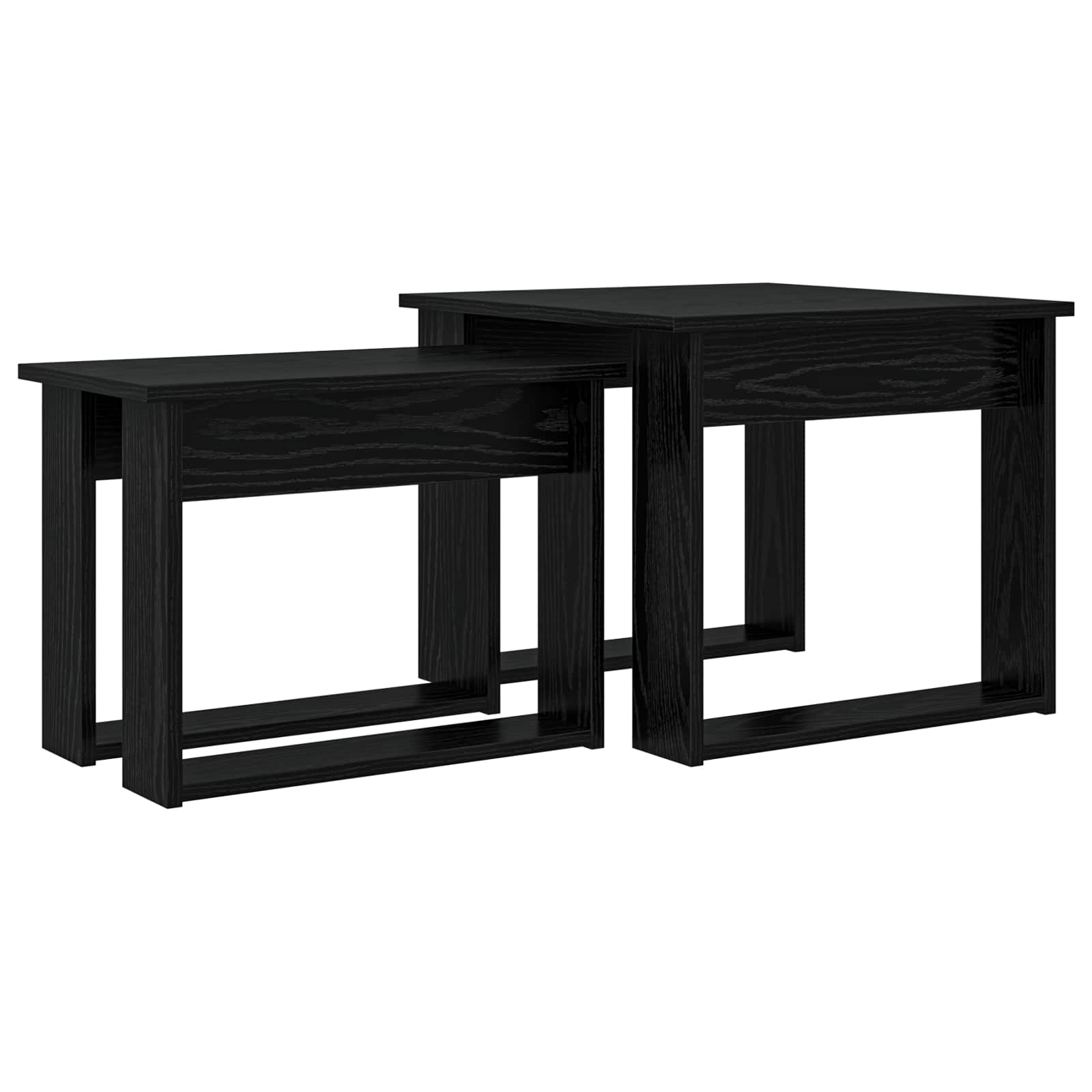 Koffietafel Set 2 pcs Zwart Eiken Bewerkt hout is nu te koop bij PeponiXL, paradijselijk wonen!