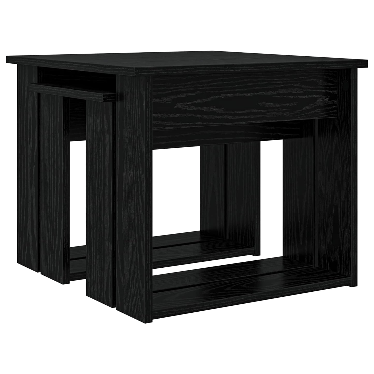 Koffietafel Set 2 pcs Zwart Eiken Bewerkt hout is nu te koop bij PeponiXL, paradijselijk wonen!