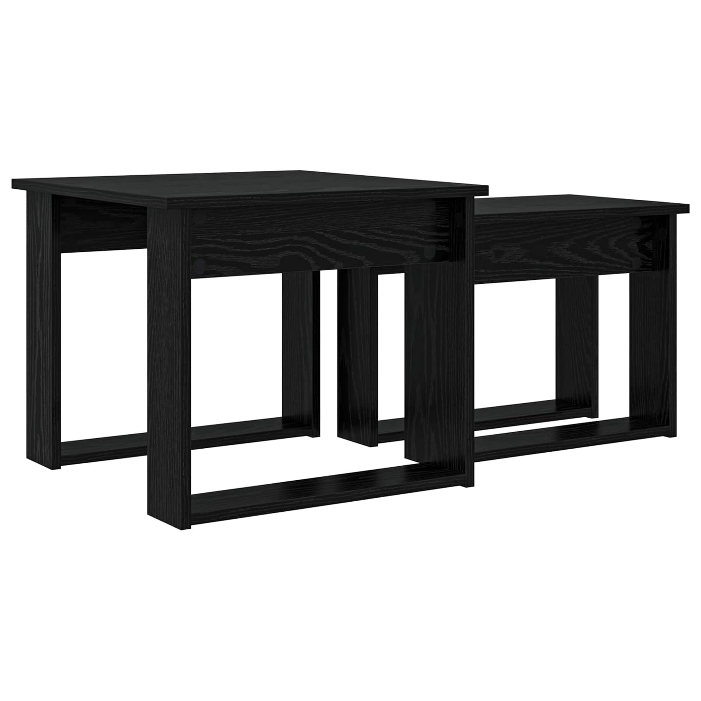 Koffietafel Set 2 pcs Zwart Eiken Bewerkt hout is nu te koop bij PeponiXL, paradijselijk wonen!