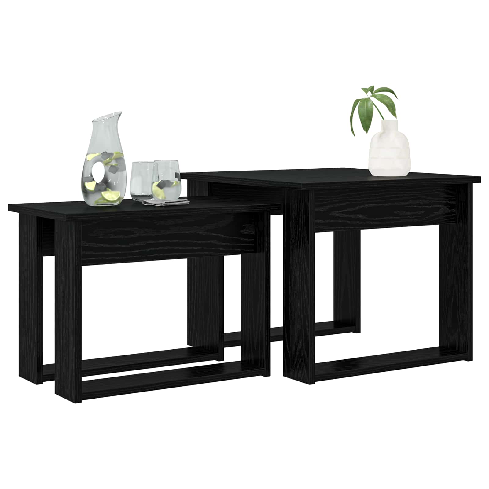 Koffietafel Set 2 pcs Zwart Eiken Bewerkt hout is nu te koop bij PeponiXL, paradijselijk wonen!