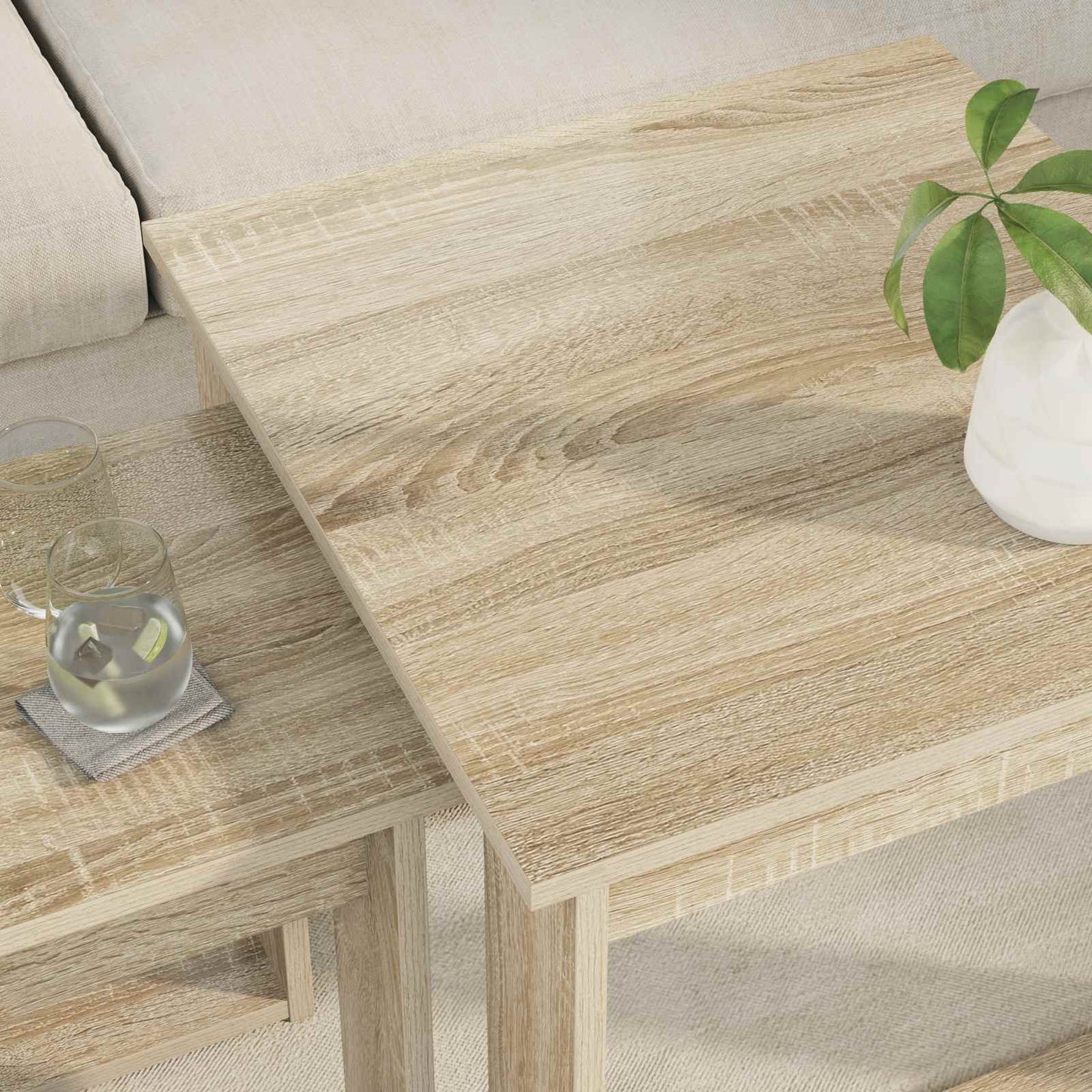 Koffietafel Set 2 pcs Sonoma Eiken Bewerkt hout is nu te koop bij PeponiXL, paradijselijk wonen!