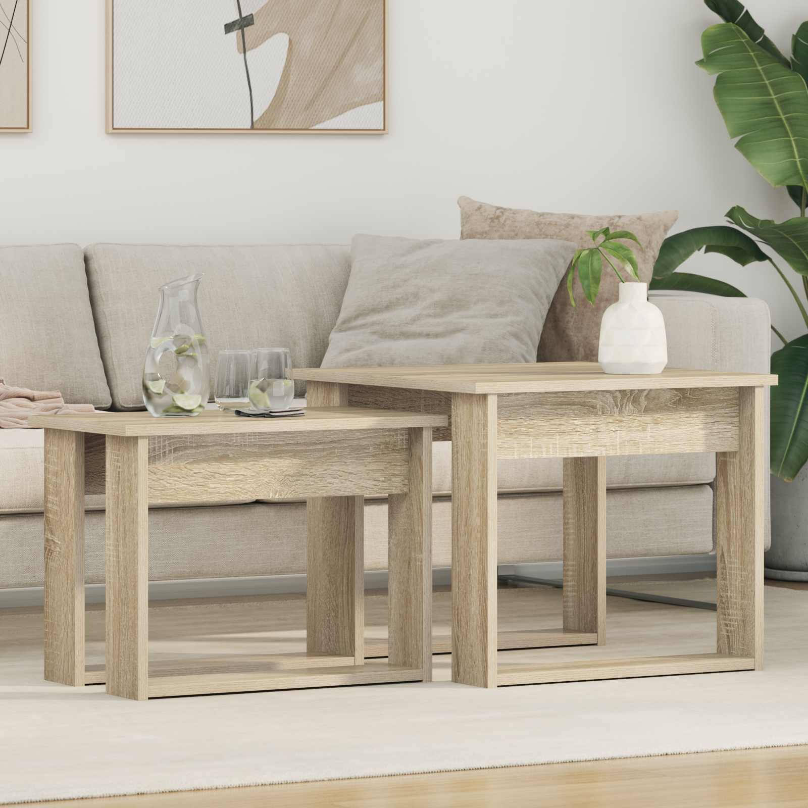 Koffietafel Set 2 pcs Sonoma Eiken Bewerkt hout is nu te koop bij PeponiXL, paradijselijk wonen!