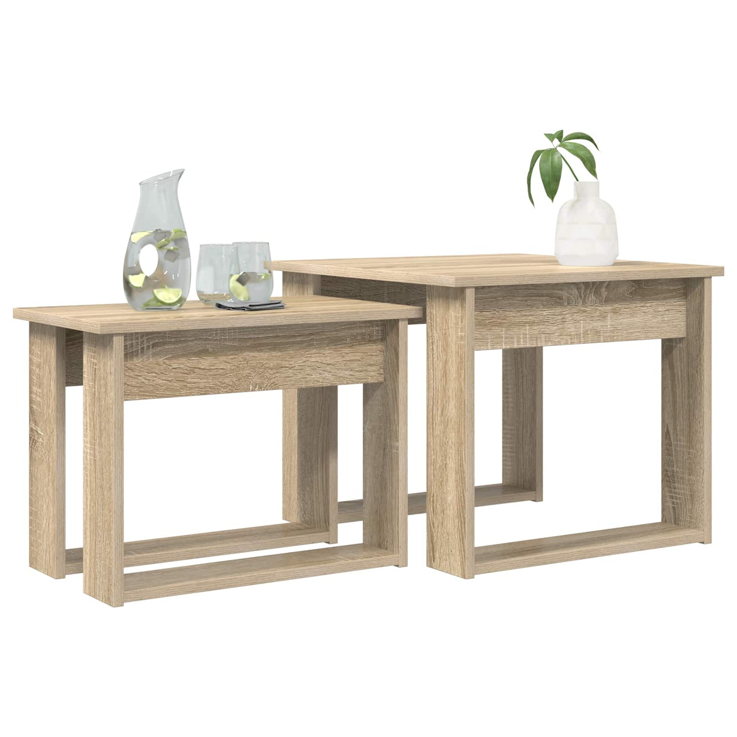 Koffietafel Set 2 pcs Sonoma Eiken Bewerkt hout is nu te koop bij PeponiXL, paradijselijk wonen!