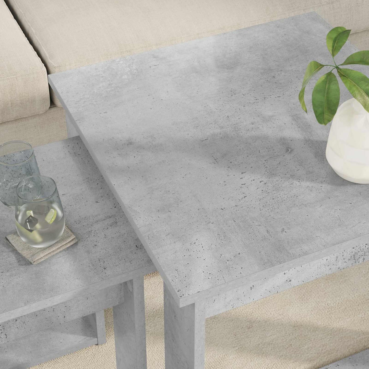 Koffietafel Set 2 pcs Beton Grijs Bewerkt hout is nu te koop bij PeponiXL, paradijselijk wonen!