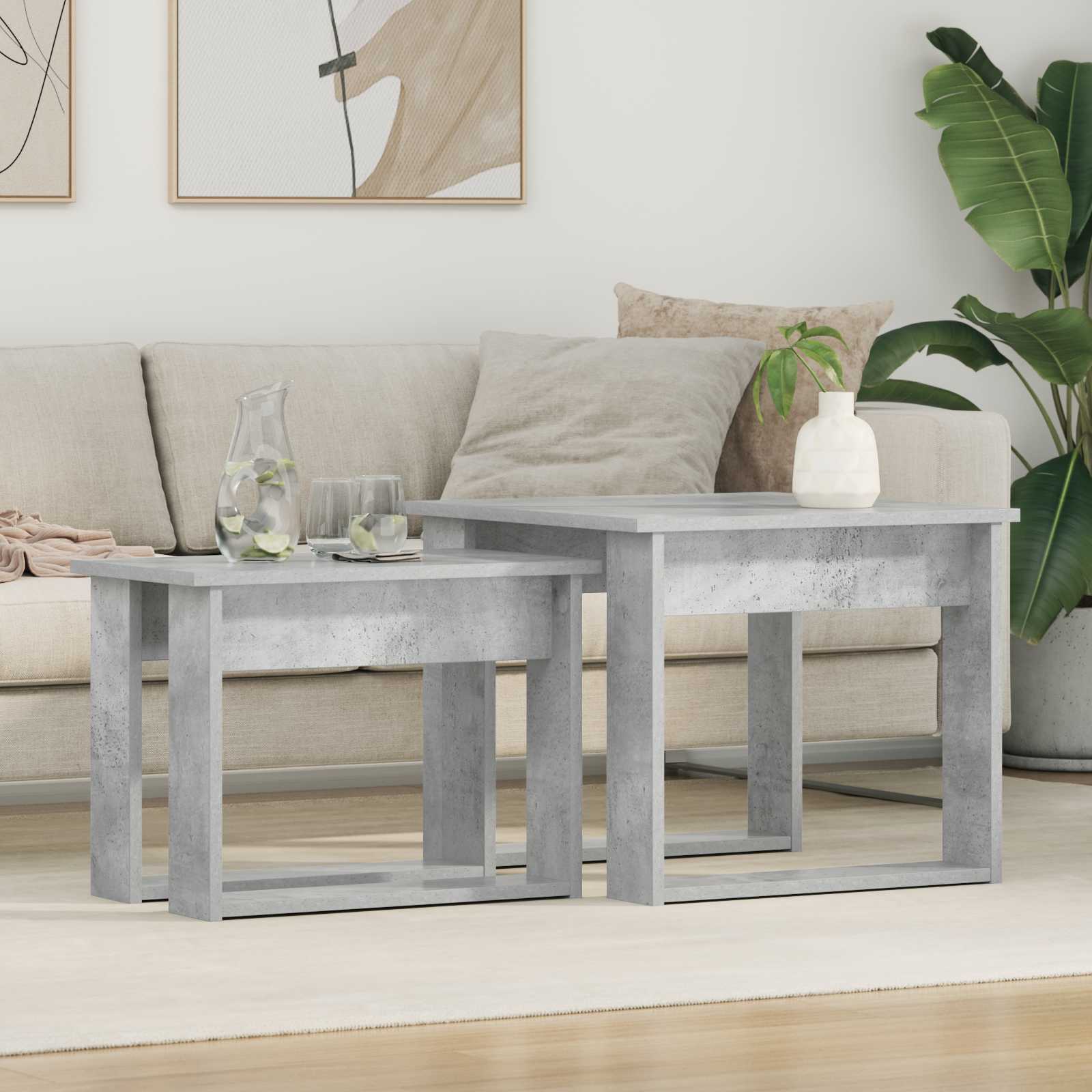 Koffietafel Set 2 pcs Beton Grijs Bewerkt hout is nu te koop bij PeponiXL, paradijselijk wonen!