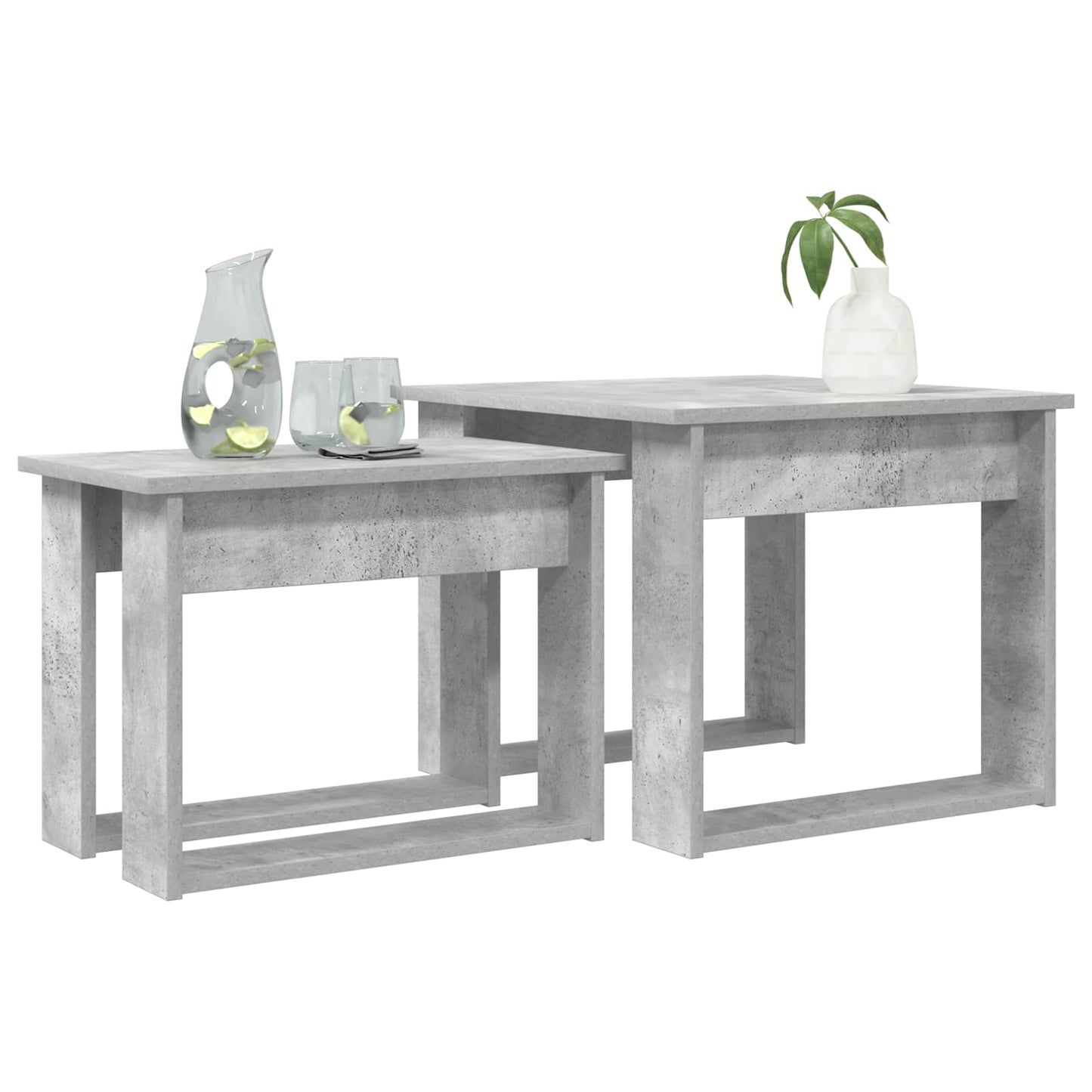 Koffietafel Set 2 pcs Beton Grijs Bewerkt hout is nu te koop bij PeponiXL, paradijselijk wonen!