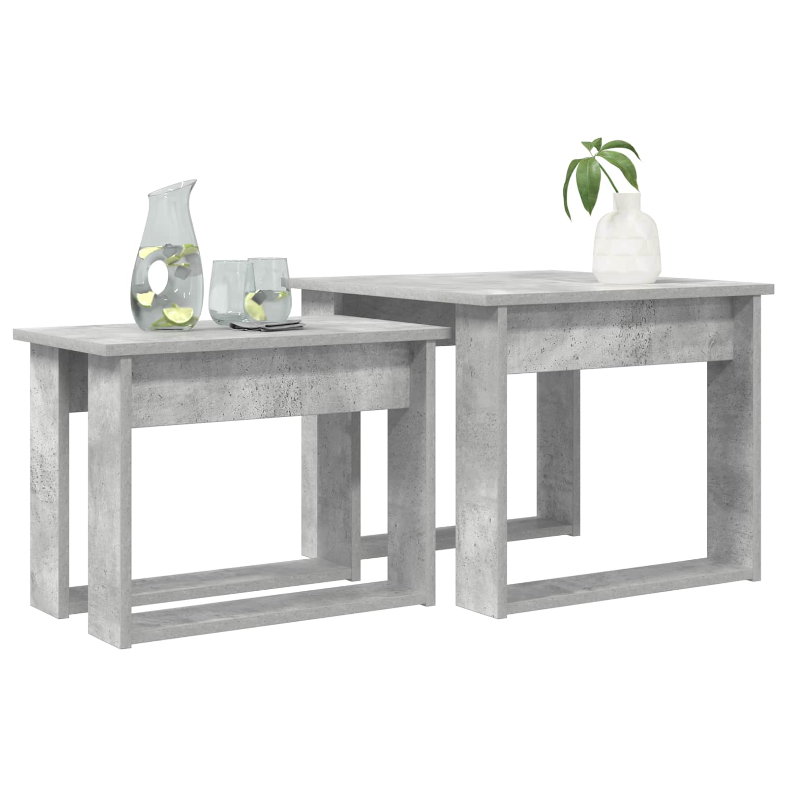 Koffietafel Set 2 pcs Beton Grijs Bewerkt hout is nu te koop bij PeponiXL, paradijselijk wonen!