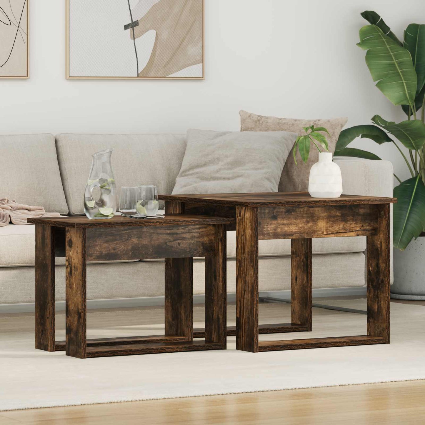 Koffietafel Set 2 pcs Gerookt eiken Bewerkt hout is nu te koop bij PeponiXL, paradijselijk wonen!