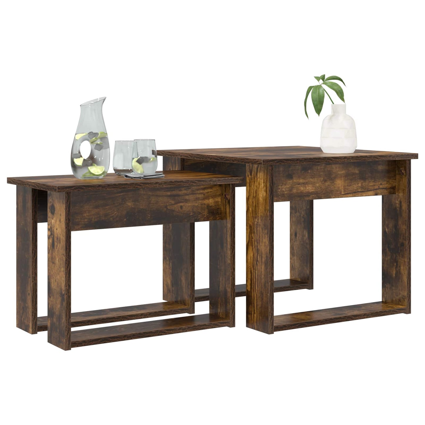 Koffietafel Set 2 pcs Gerookt eiken Bewerkt hout is nu te koop bij PeponiXL, paradijselijk wonen!