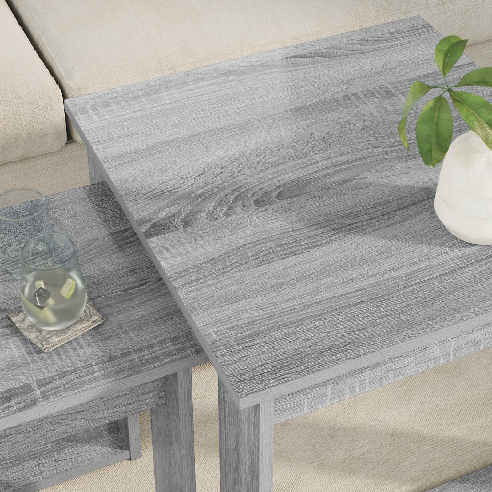 Koffietafel Set 2 pcs Grijs Sonoma Bewerkt hout is nu te koop bij PeponiXL, paradijselijk wonen!